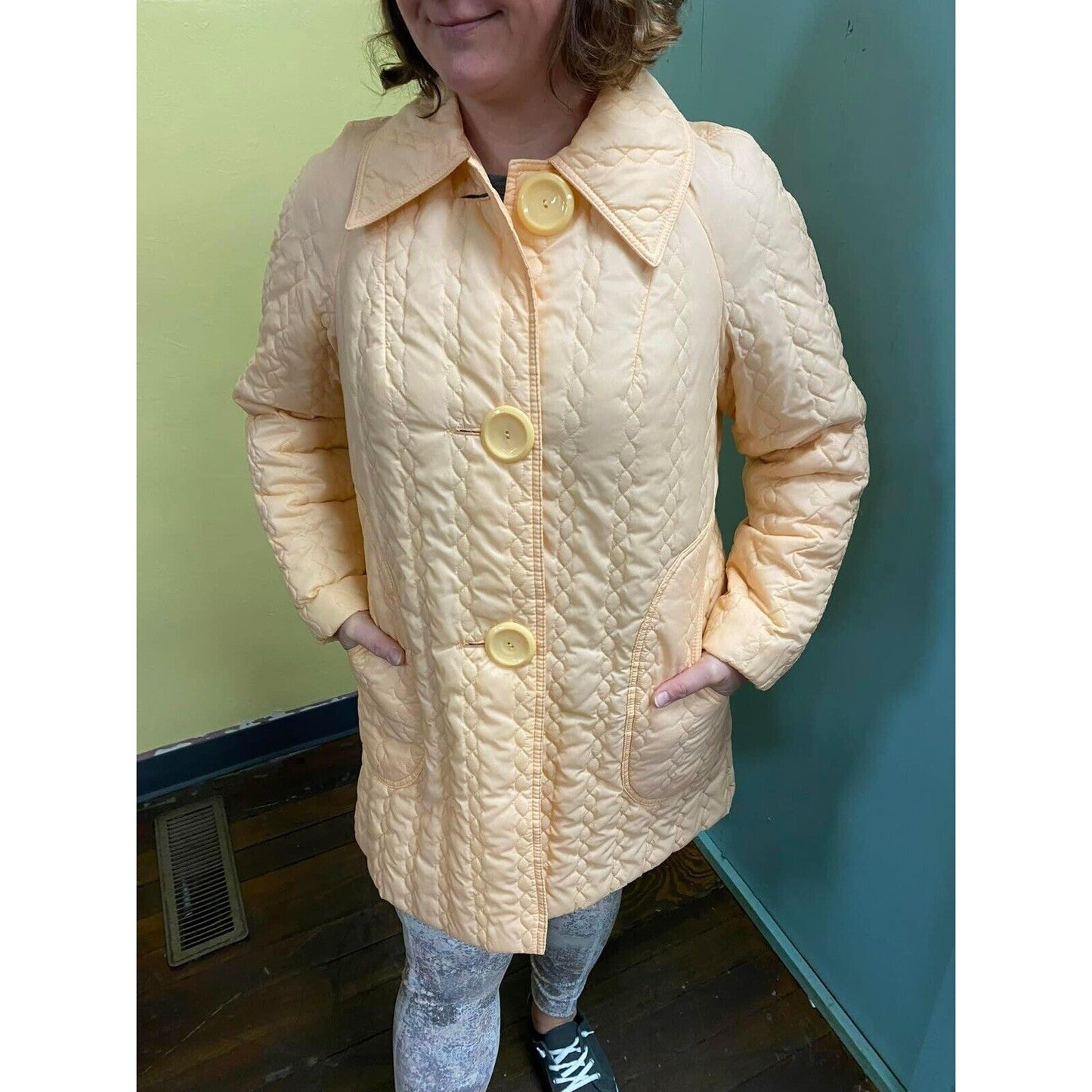 Vintage 60s Quilted Peach Jacket Size M