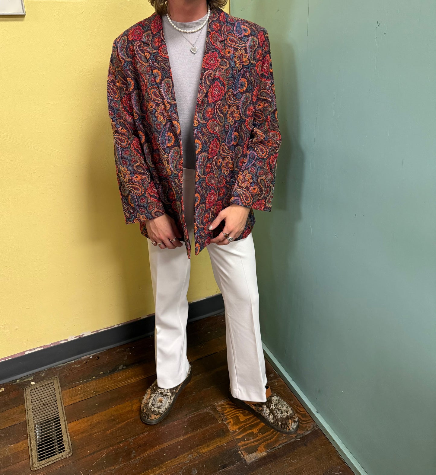 Toni Woods orange paisley Vintage Blazers, 40
