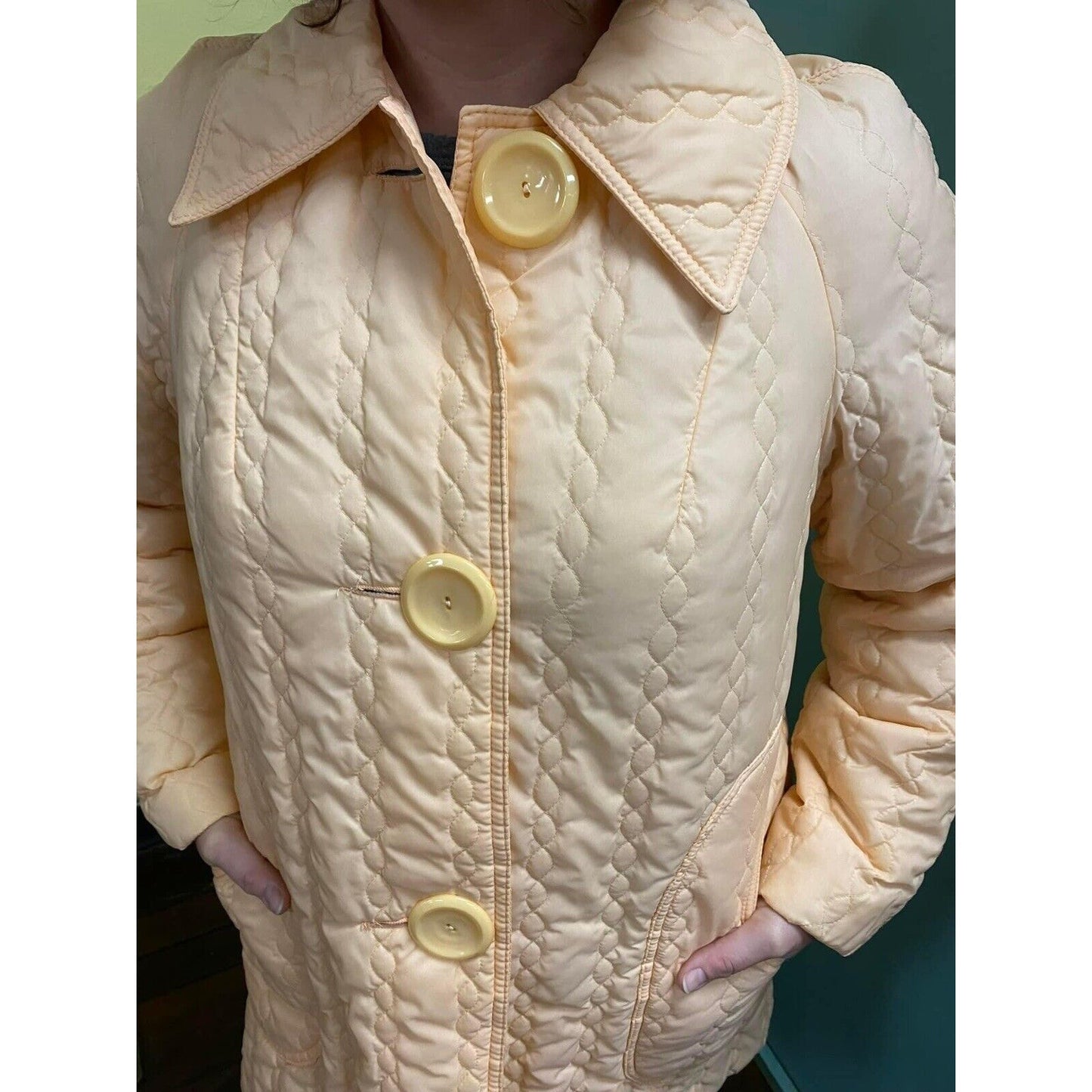 Vintage 60s Quilted Peach Jacket Size M