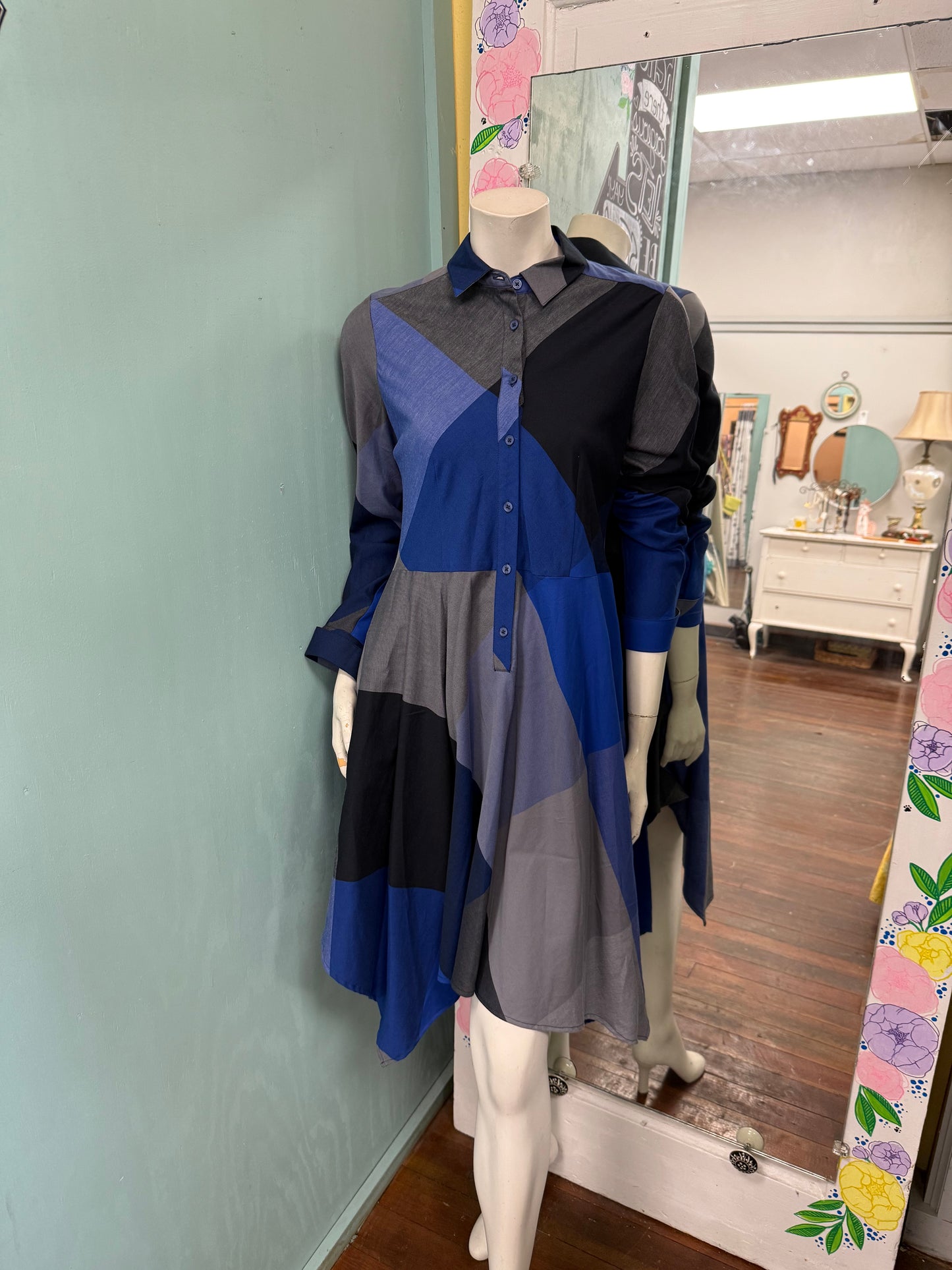 BCBG Blue Plaid Dresses, S