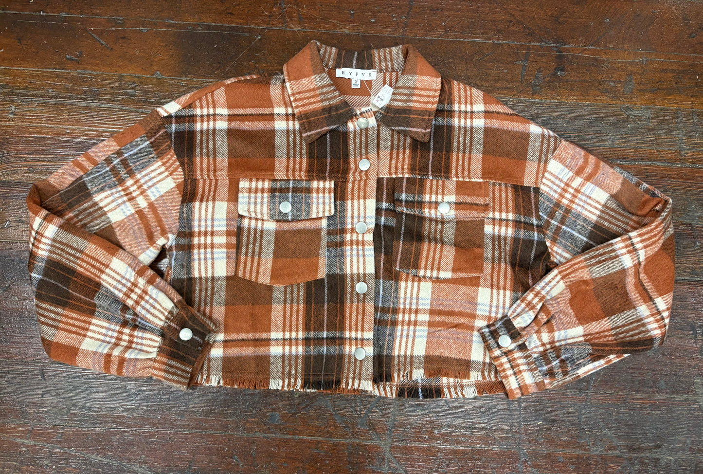 HYFVE Brown Plaid Shacket, S