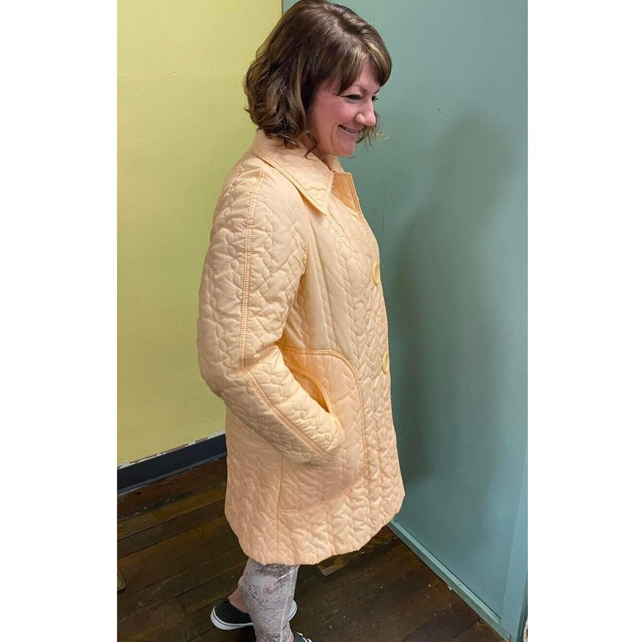 Vintage 60s Quilted Peach Jacket Size M