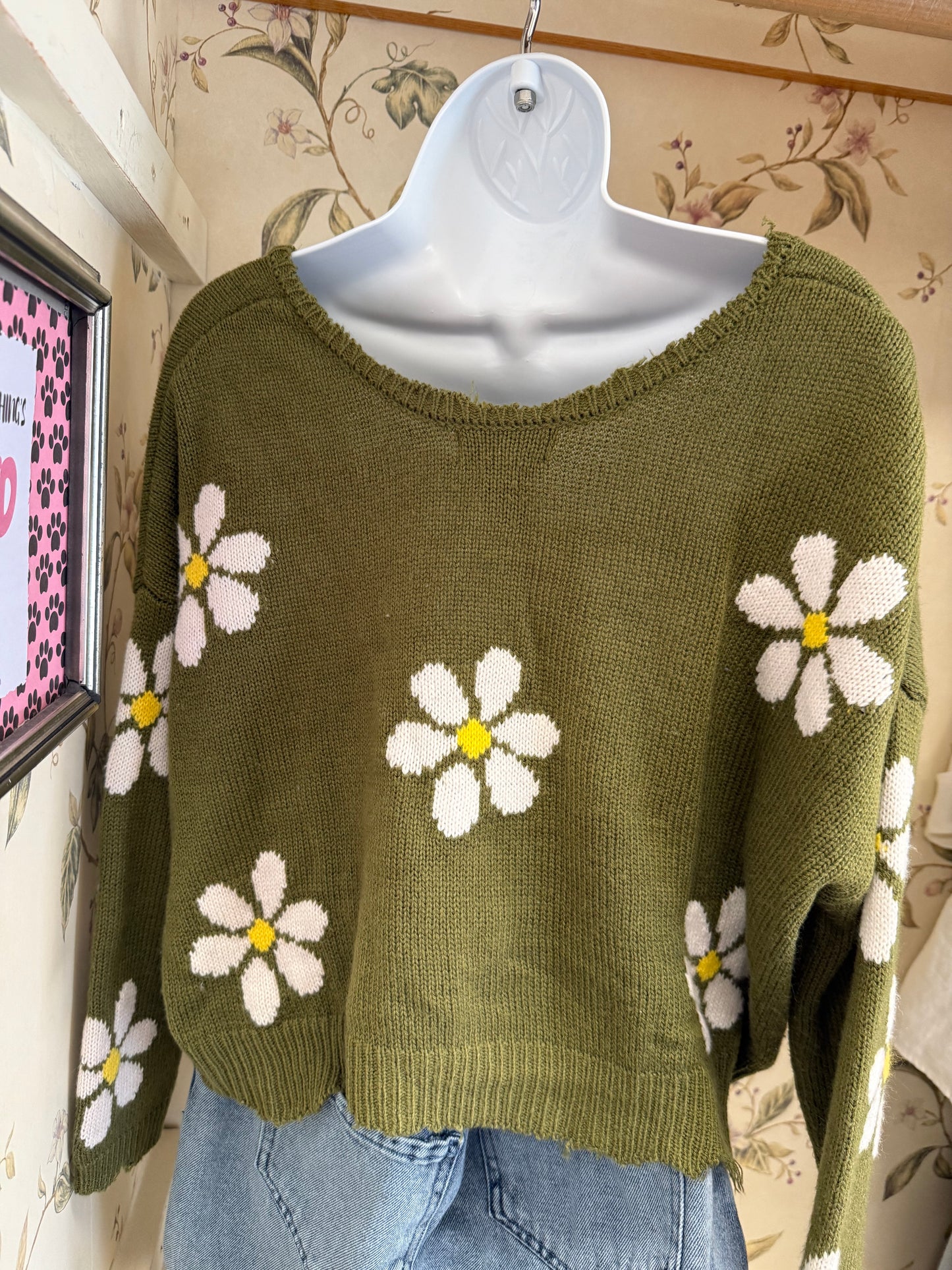 Just Polly Green Sweaters, medium