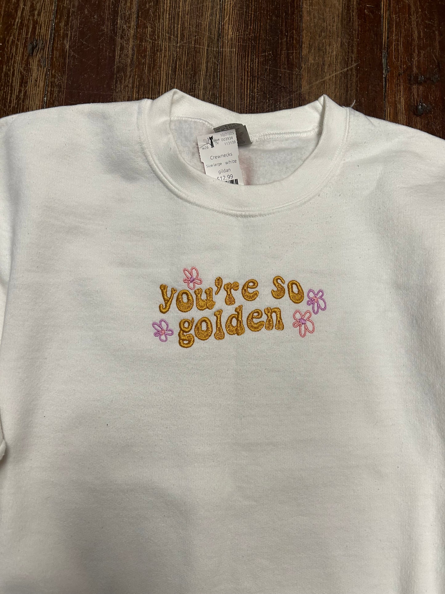 gildan white Crewnecks, large