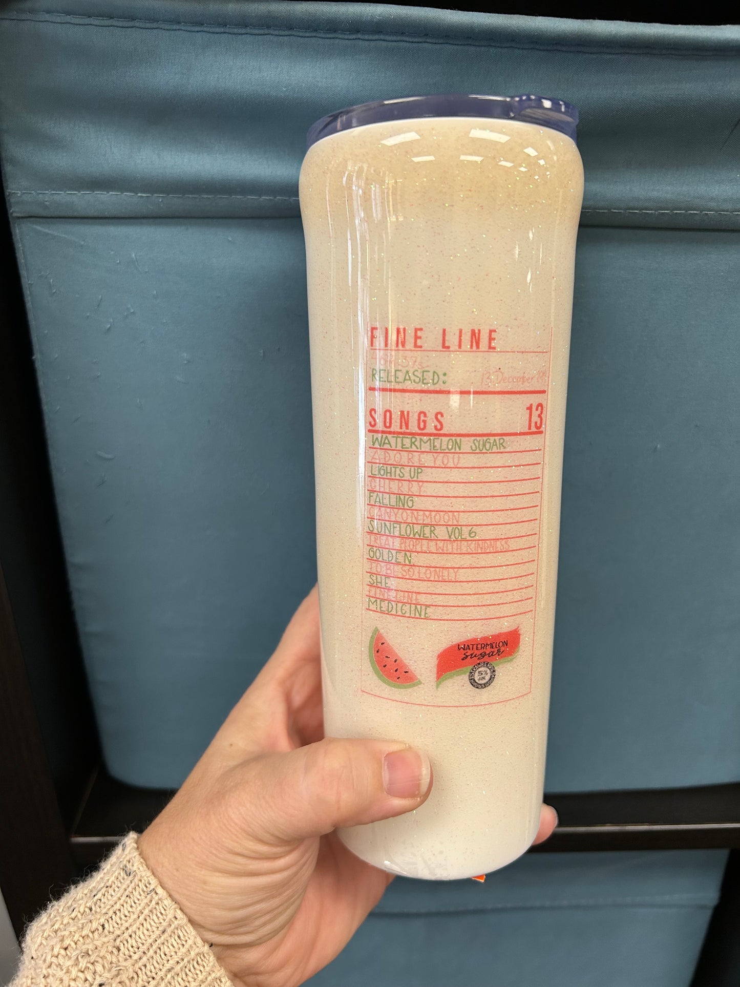 Watermelon Sugar white with sparkles water tumbler