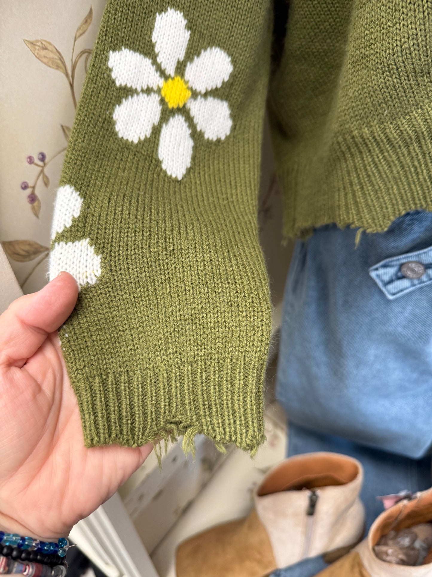 Just Polly Green Sweaters, medium