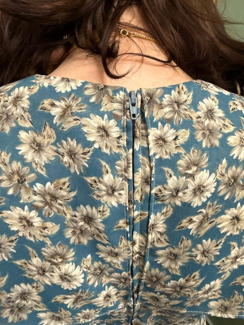 kristy michaels blue floral Vintage dress
