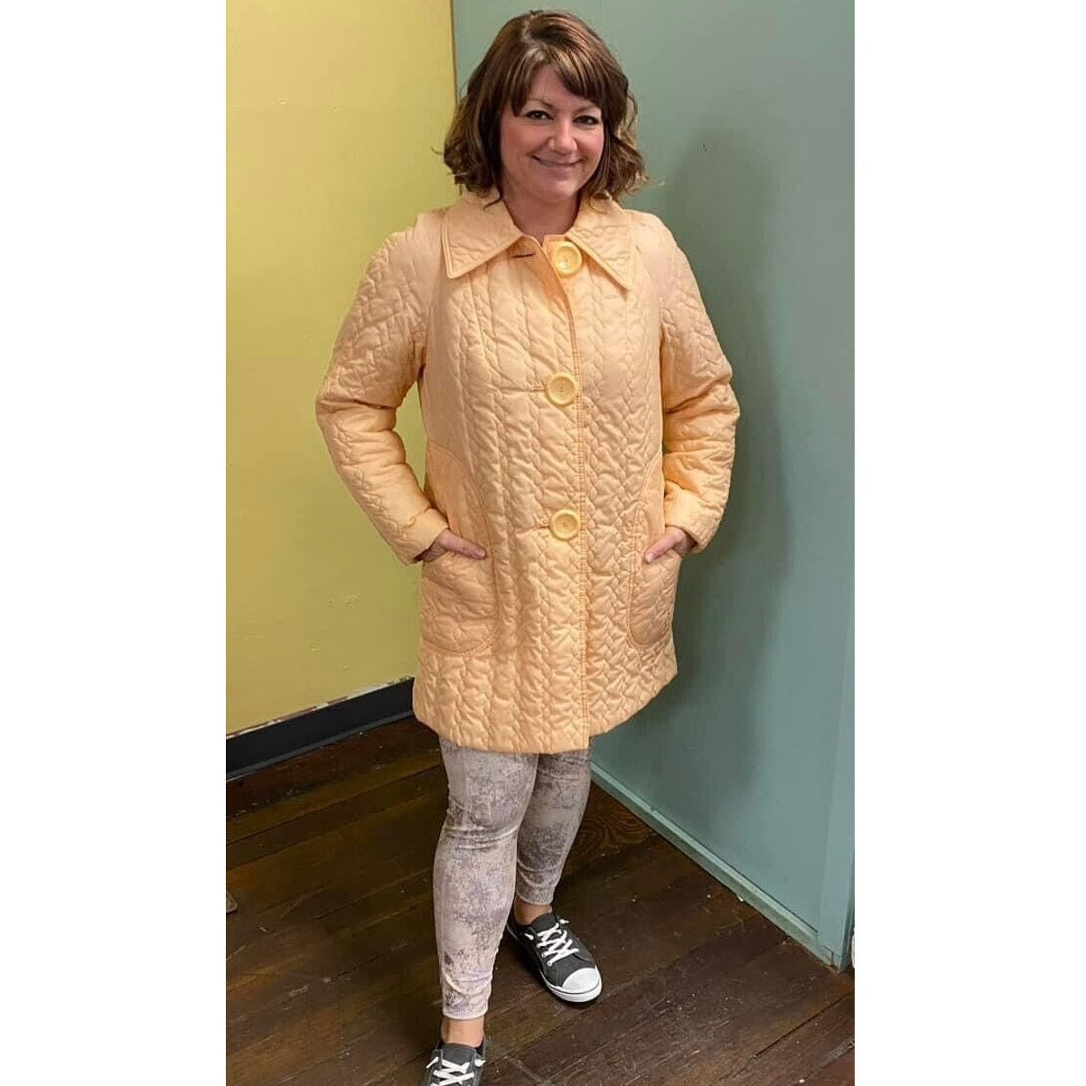 Vintage 60s Quilted Peach Jacket Size M