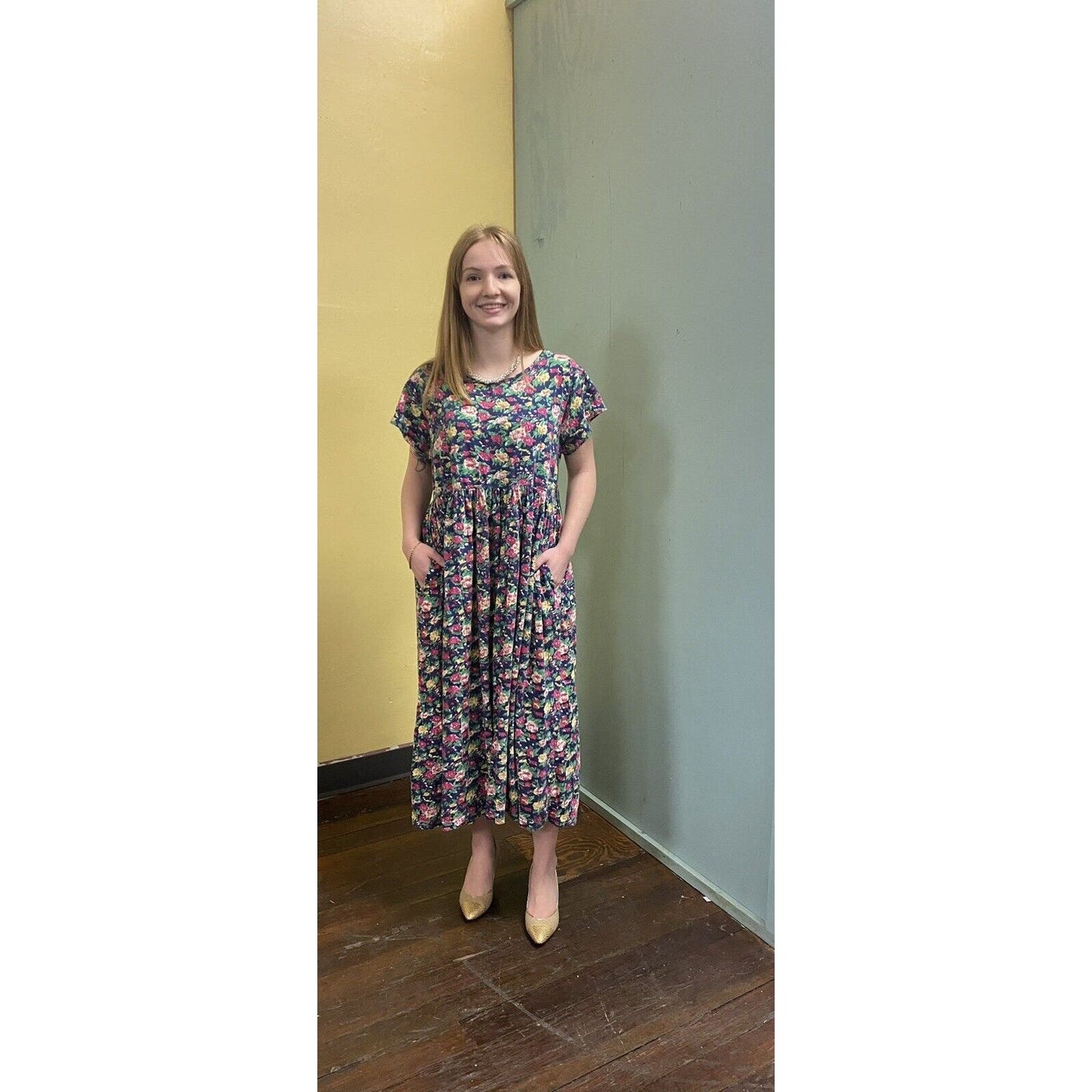 Vintage 90’s Cotton Floral Print Babydoll Dress Size XL