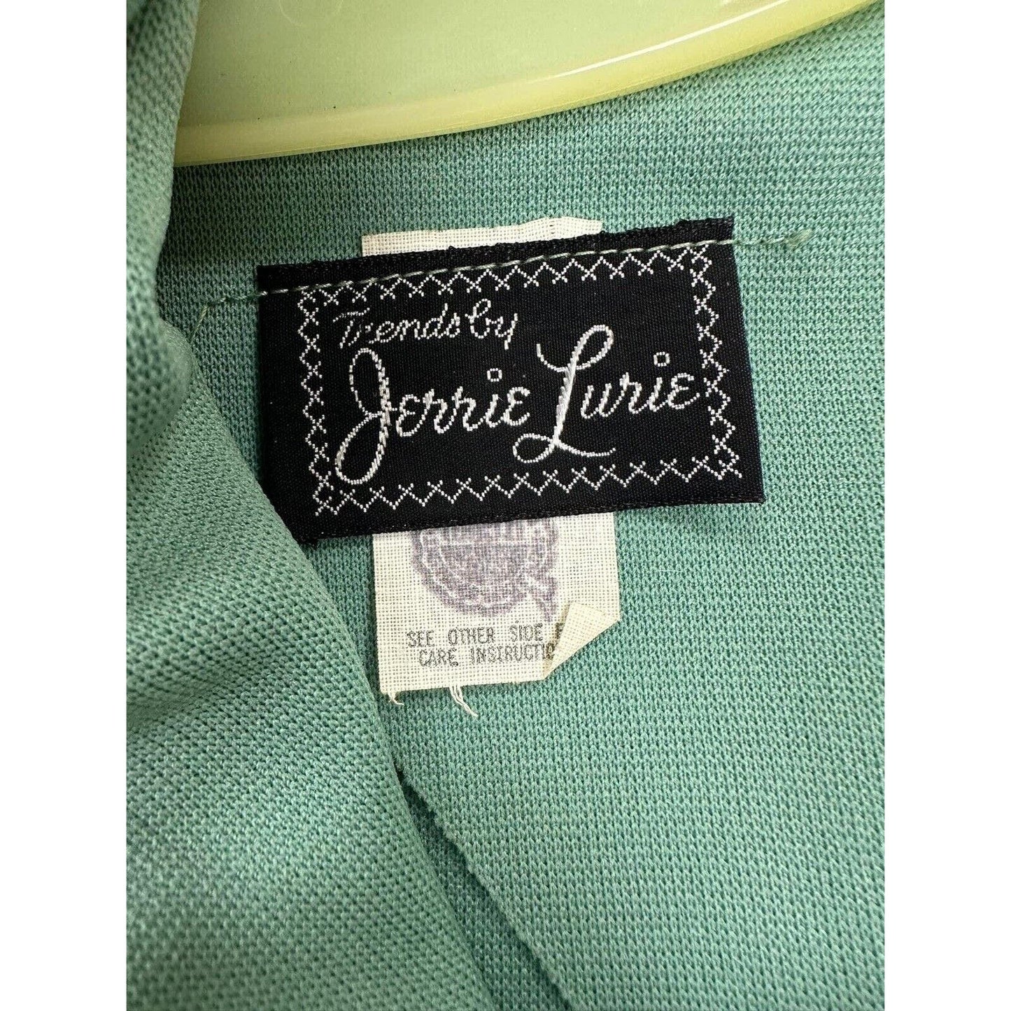 Vintage 70s Jerrie Lurrie Green Polyester Dress S
