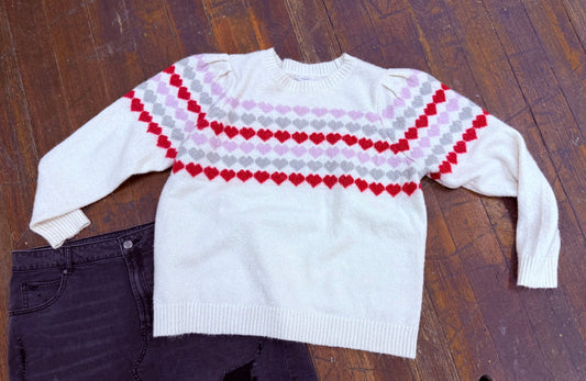 Maurices Cream Hearts Sweaters, L
