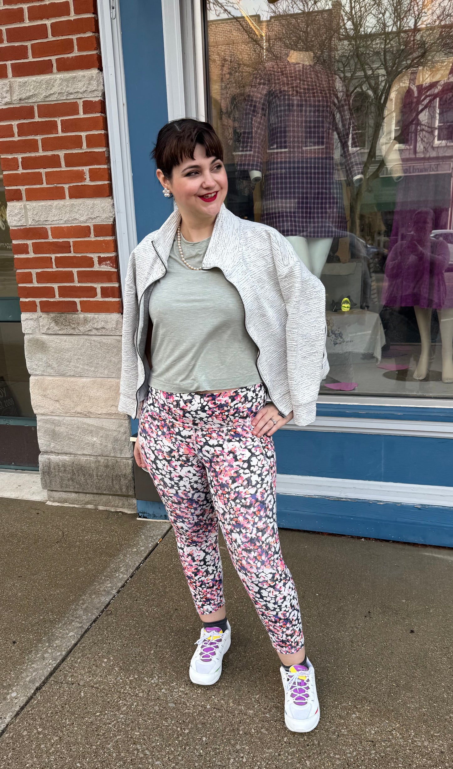 Old Navy Pink Floral Activewear Leggings, L