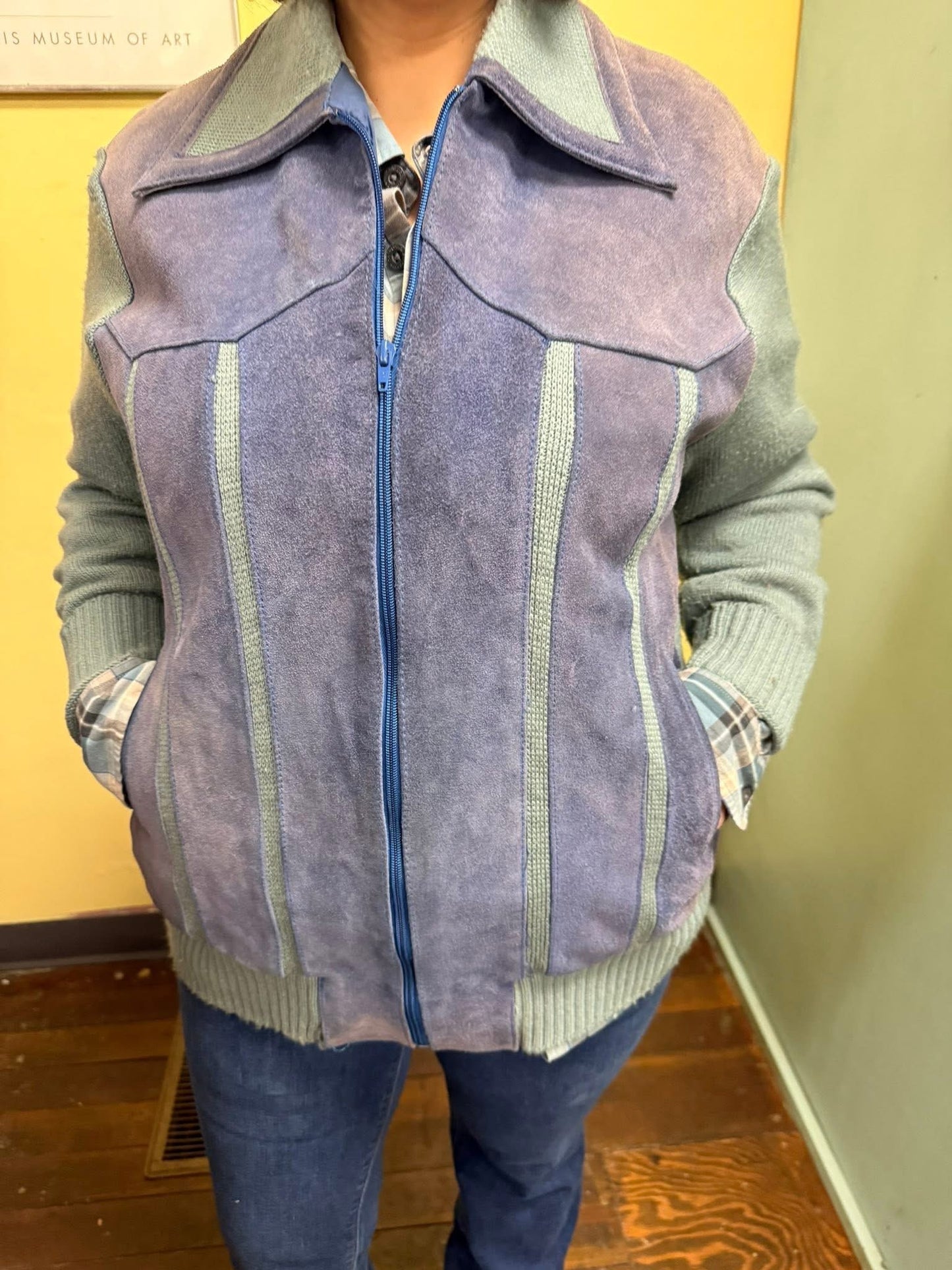 VAndmark Blue Suede Vintage Sweater/jacket, L