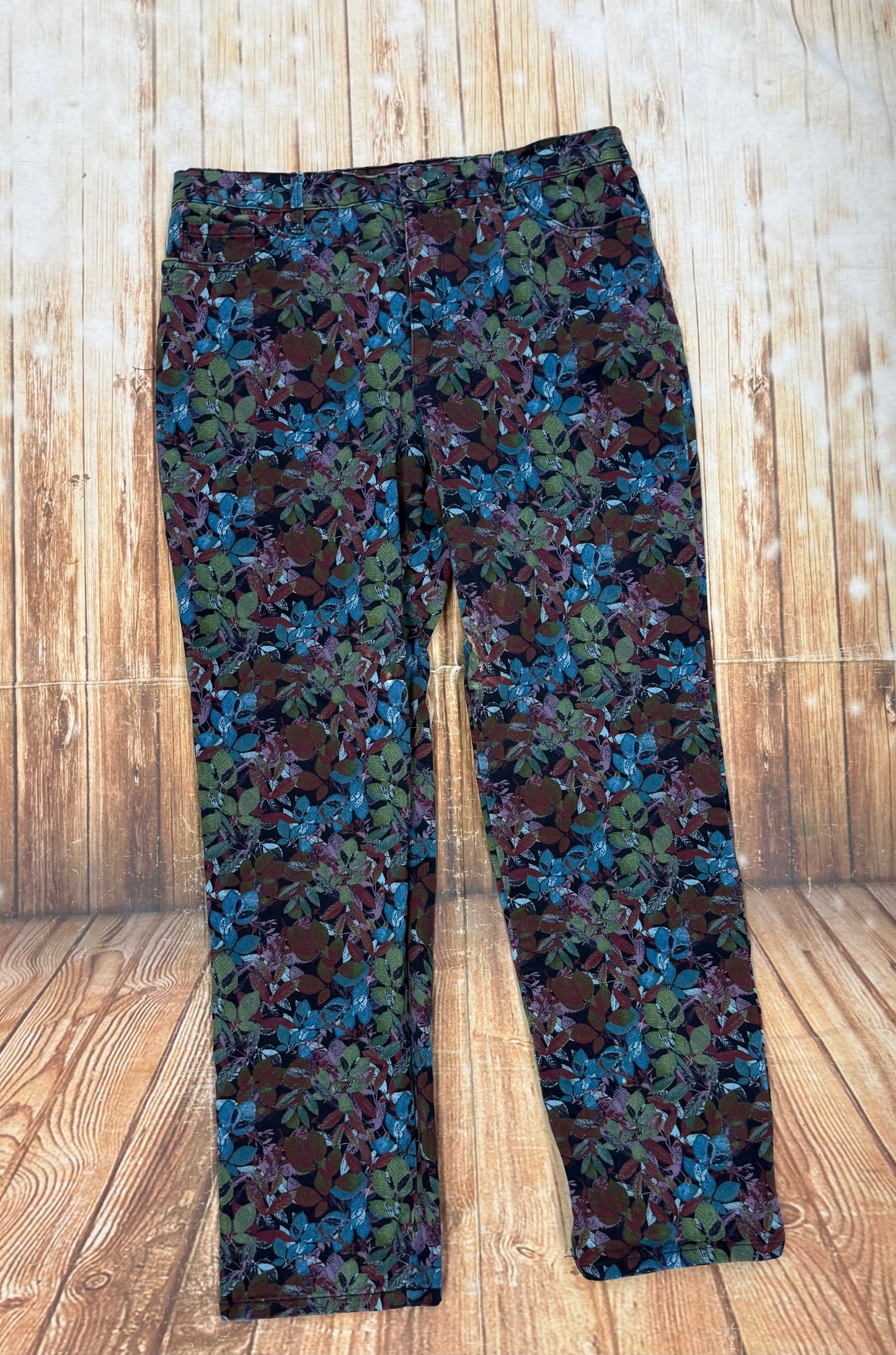 Gloria Vanderbilt Black Floral Pants, 14