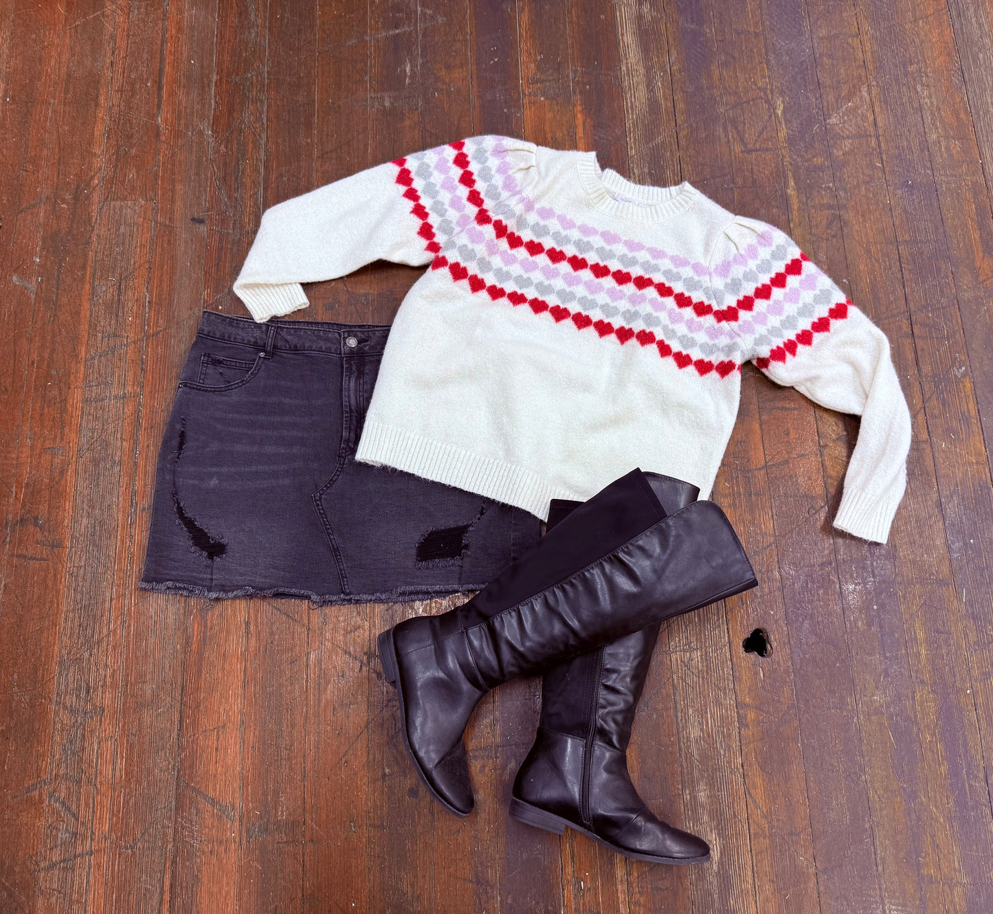 Maurices Cream Hearts Sweaters, L