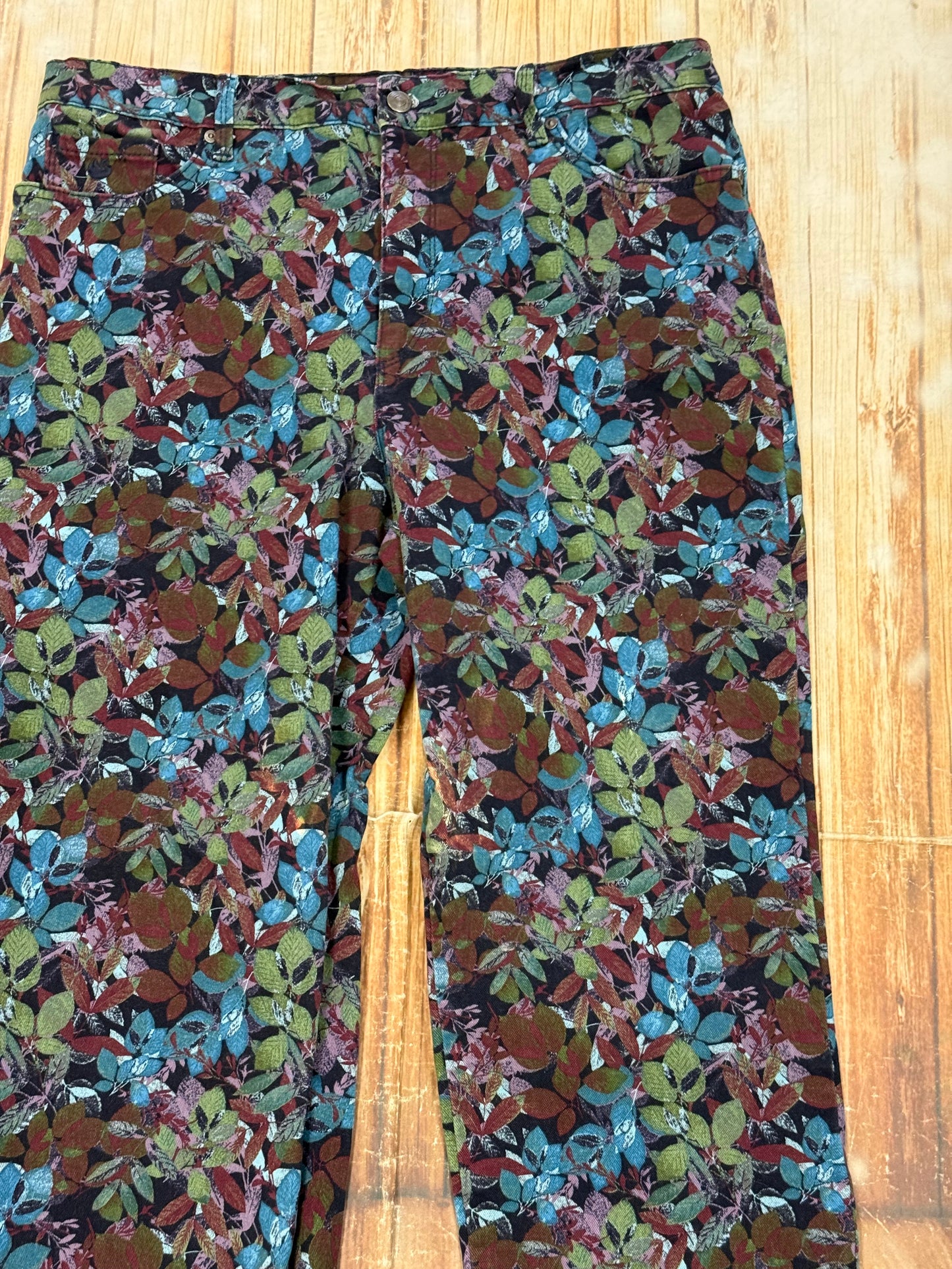 Gloria Vanderbilt Black Floral Pants, 14