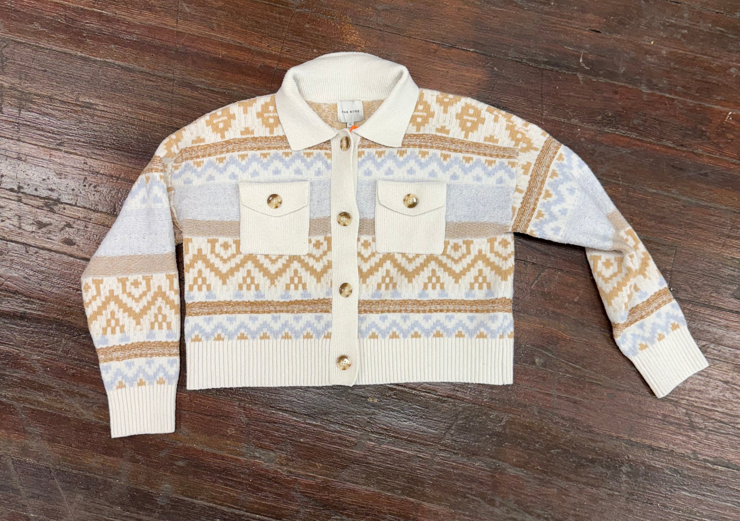 Pink Rose White/Brown Cardigans, XL