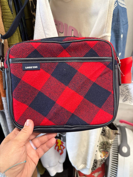 Land's End Red plaid Purses, Crossbody