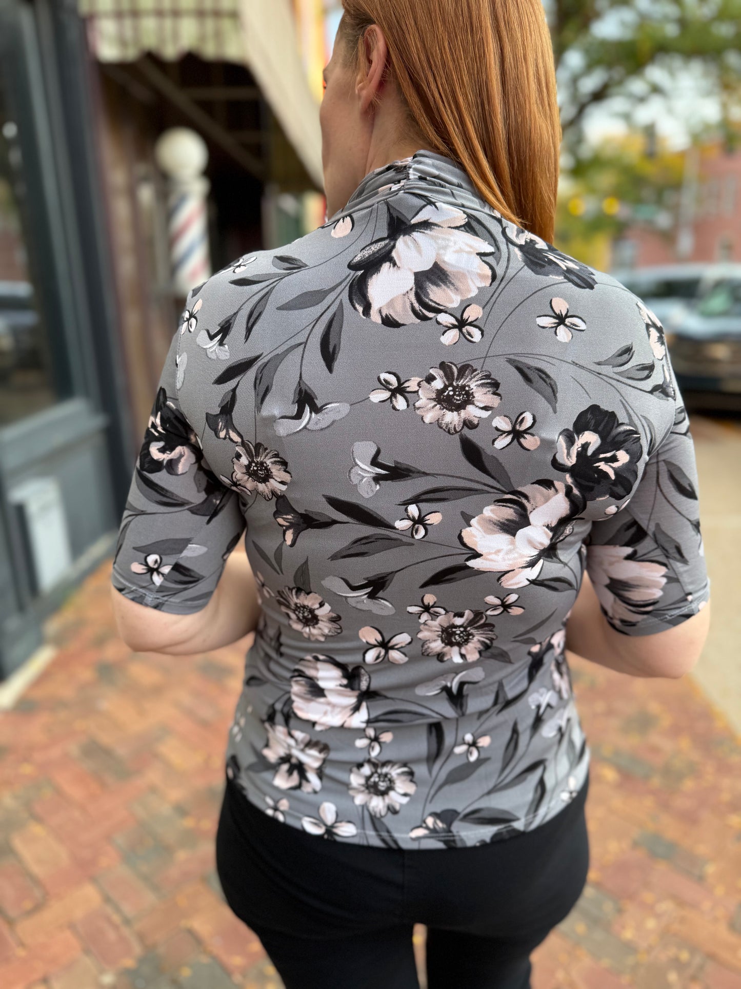 Premise Gray Floral Tops, S