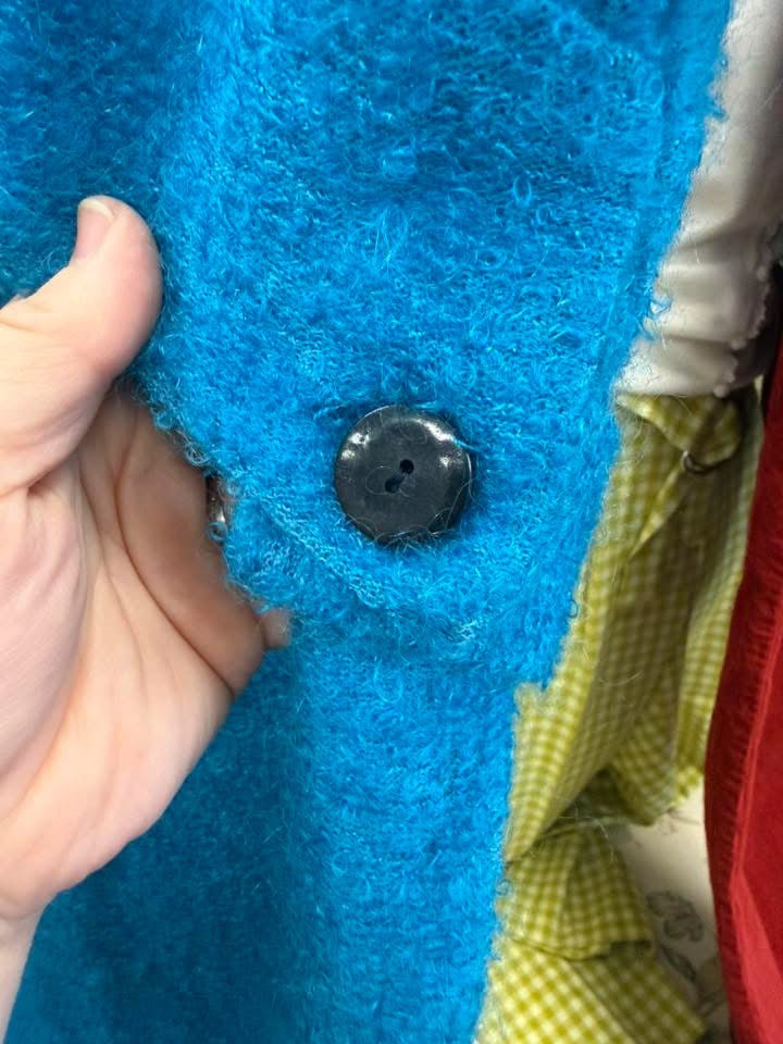 60s Turquoise Boucle’ Dress, size medium