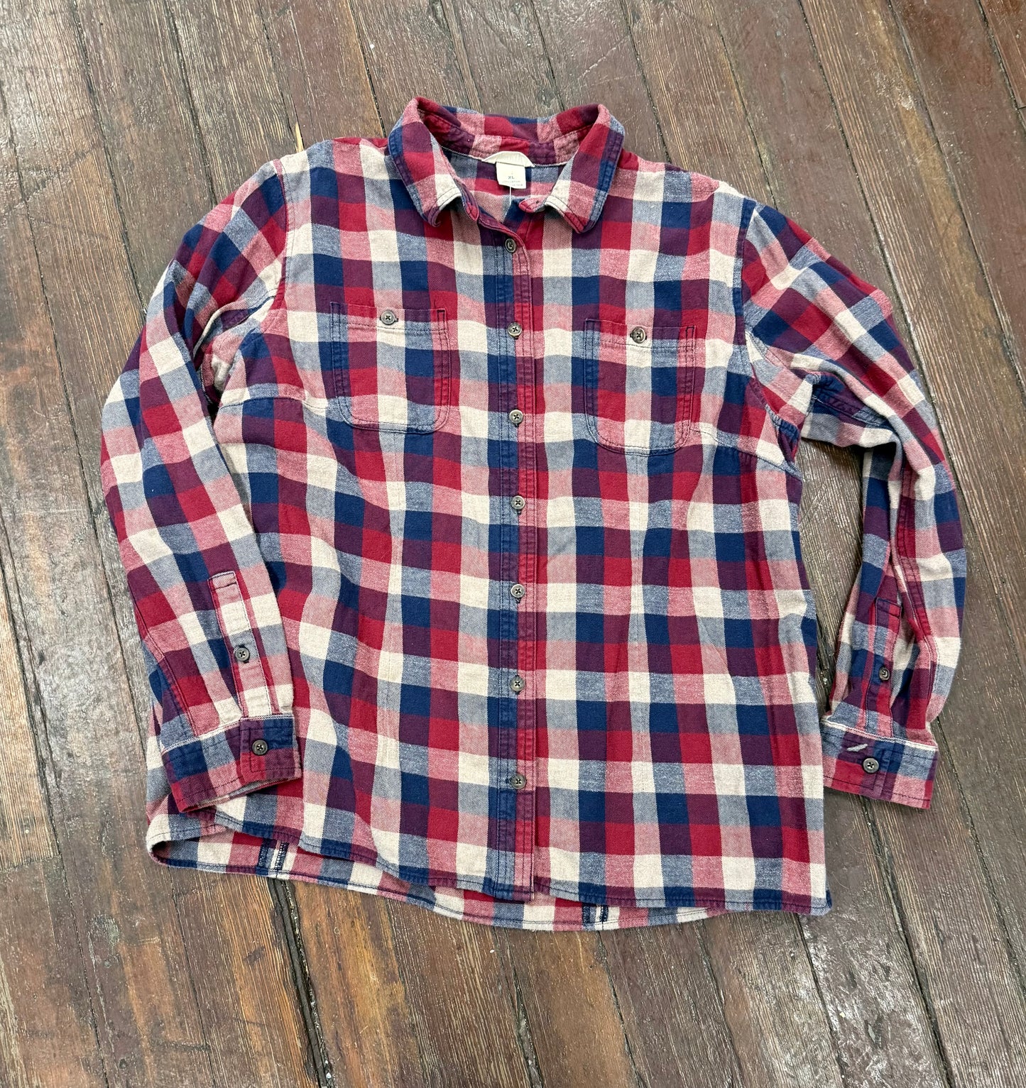Duluth Trading Red/Navy Button Ups, XL