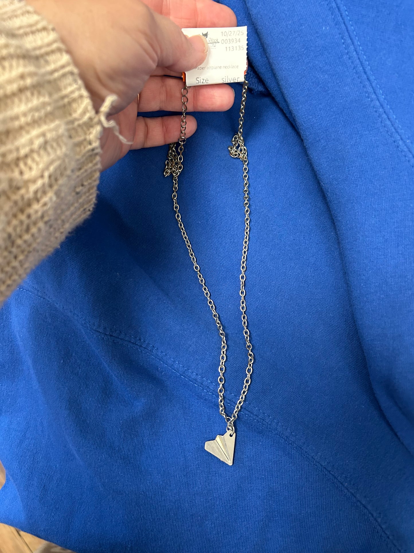 Harry Styles silver Paper airplane necklace