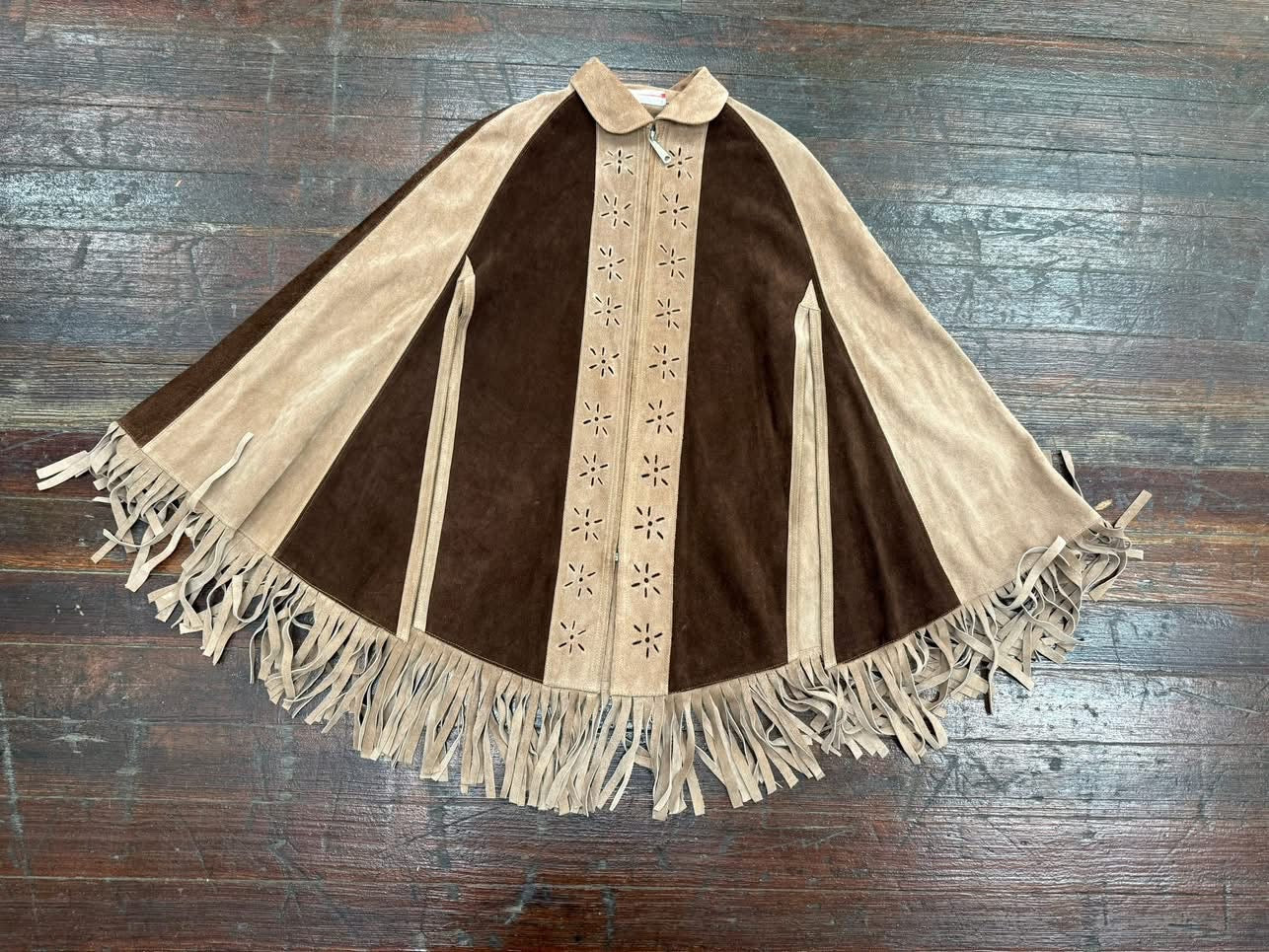 Genunine leather brown/tan Vintage poncho