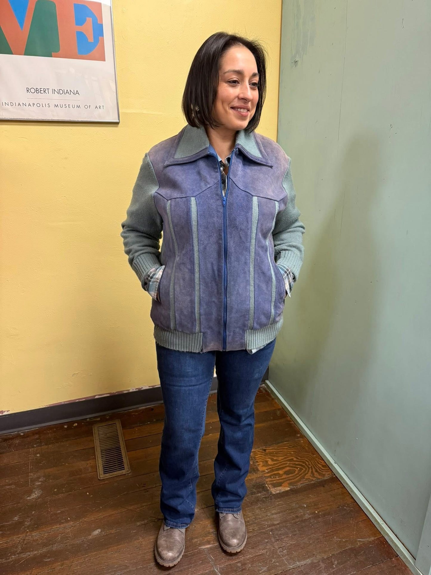 VAndmark Blue Suede Vintage Sweater/jacket, L