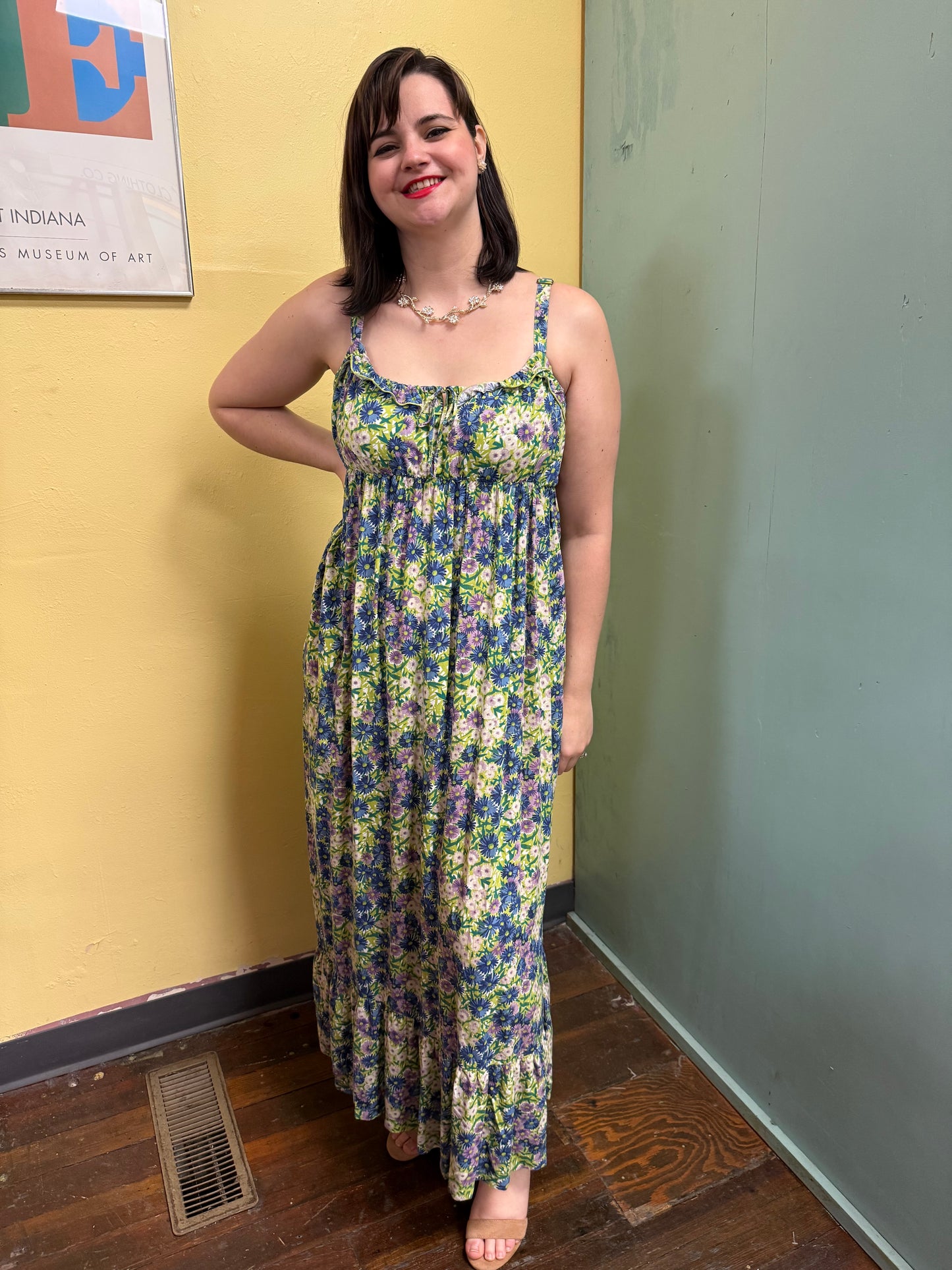 Natural Life Green Floral Dresses, M