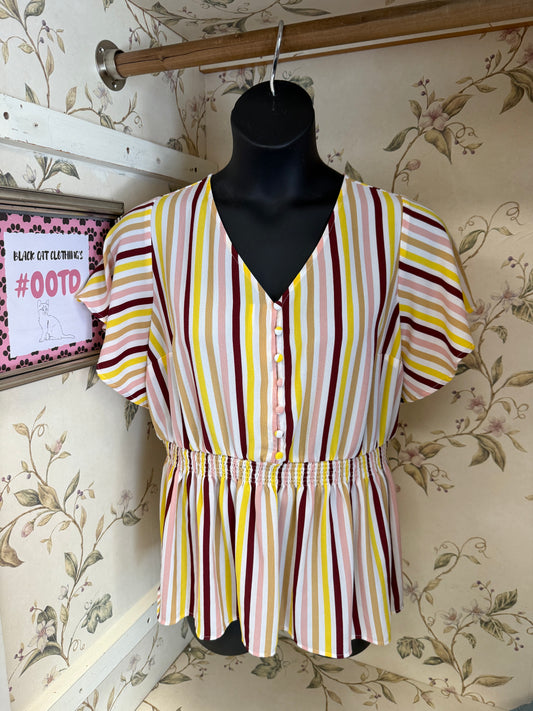 Lane Bryant Pink/Yellow/White Tops, 16
