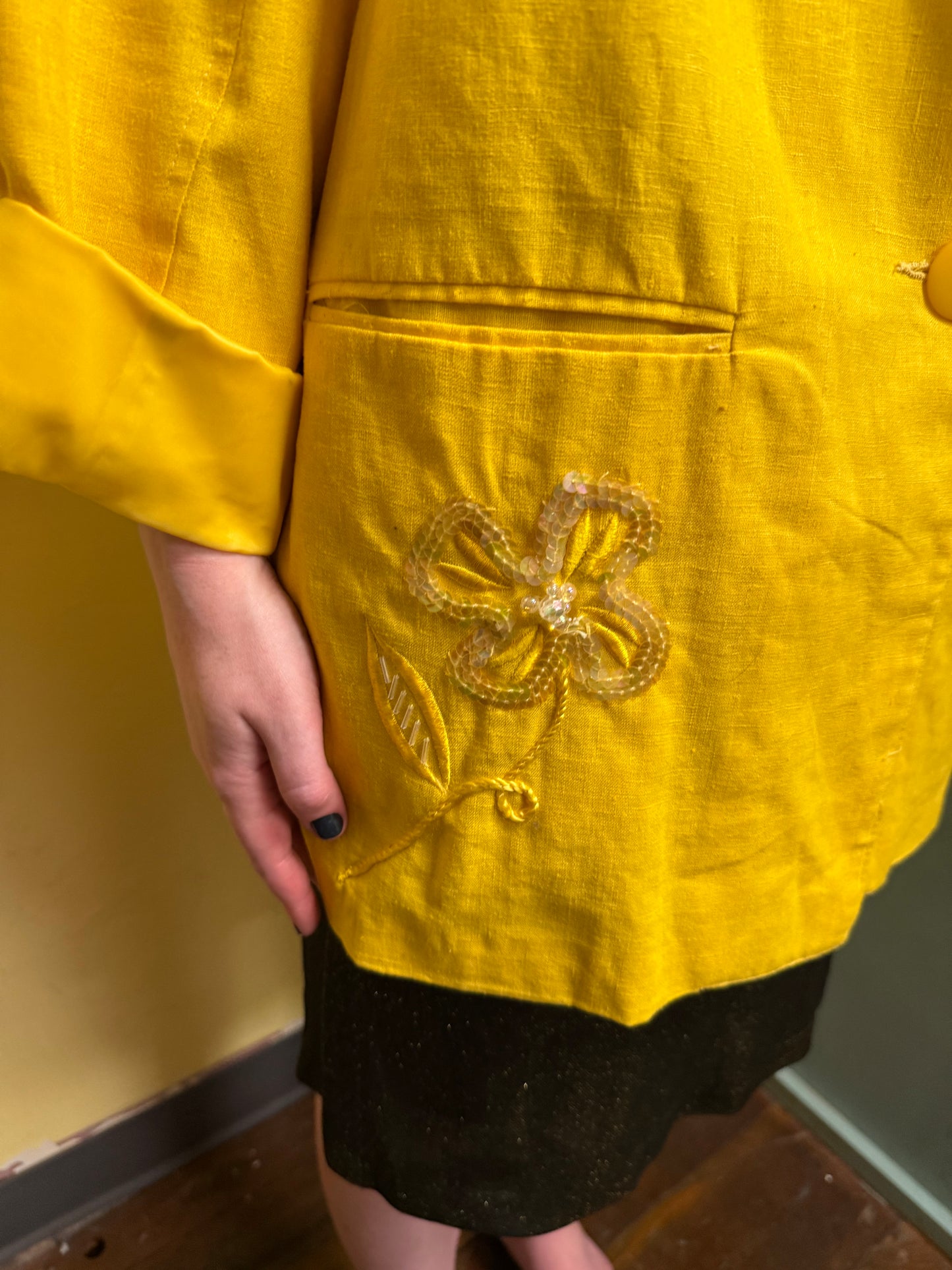 Adolfo Int yellow Vintage blazer, medium