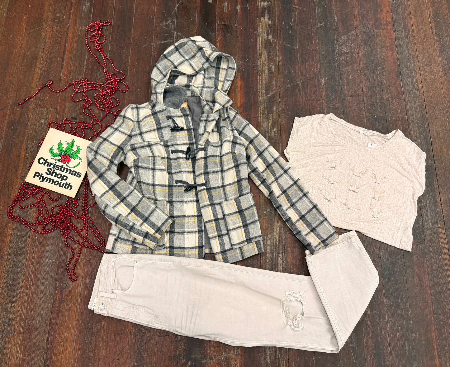 Old Navy Gray Plaid Coats, S