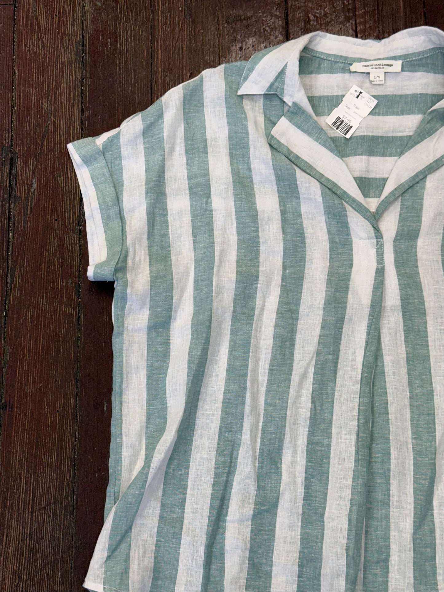 beach lunch lounge green/white Tops
