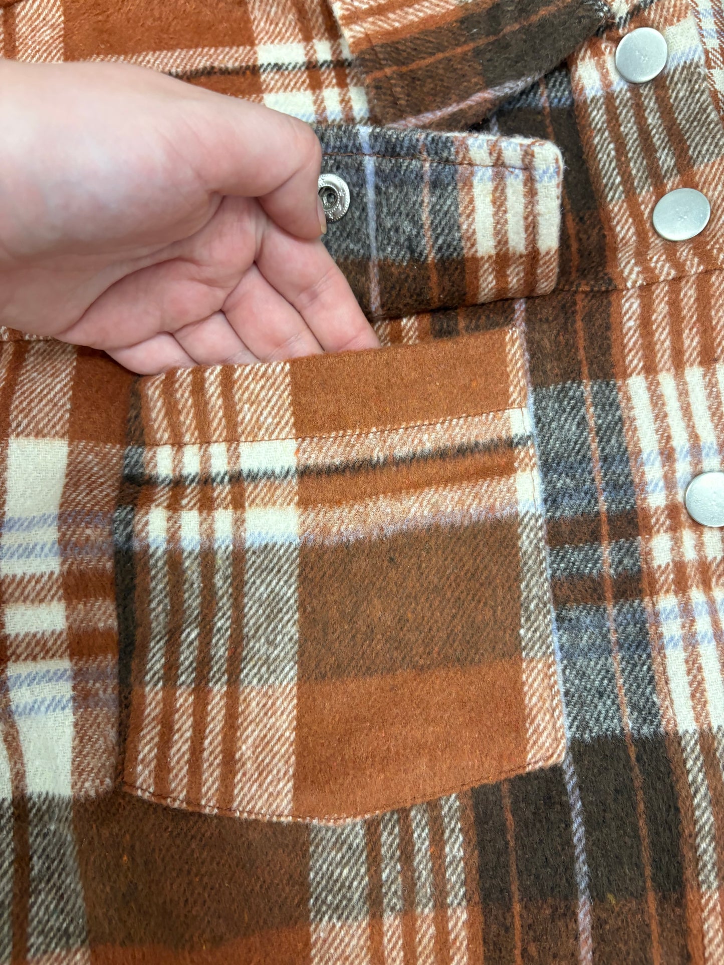 HYFVE Brown Plaid Shacket, S