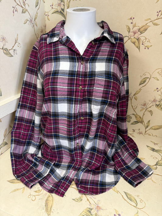 American Eagle Purple Plaid Tops, M