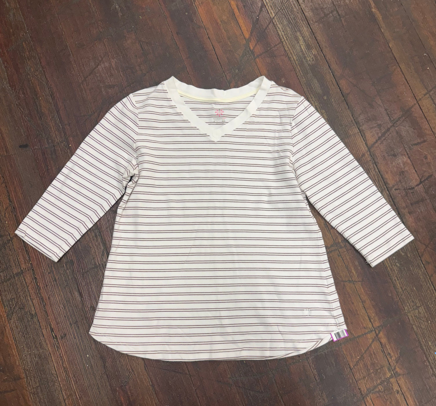 Isaac Mizrahi White/Brown Tops, L
