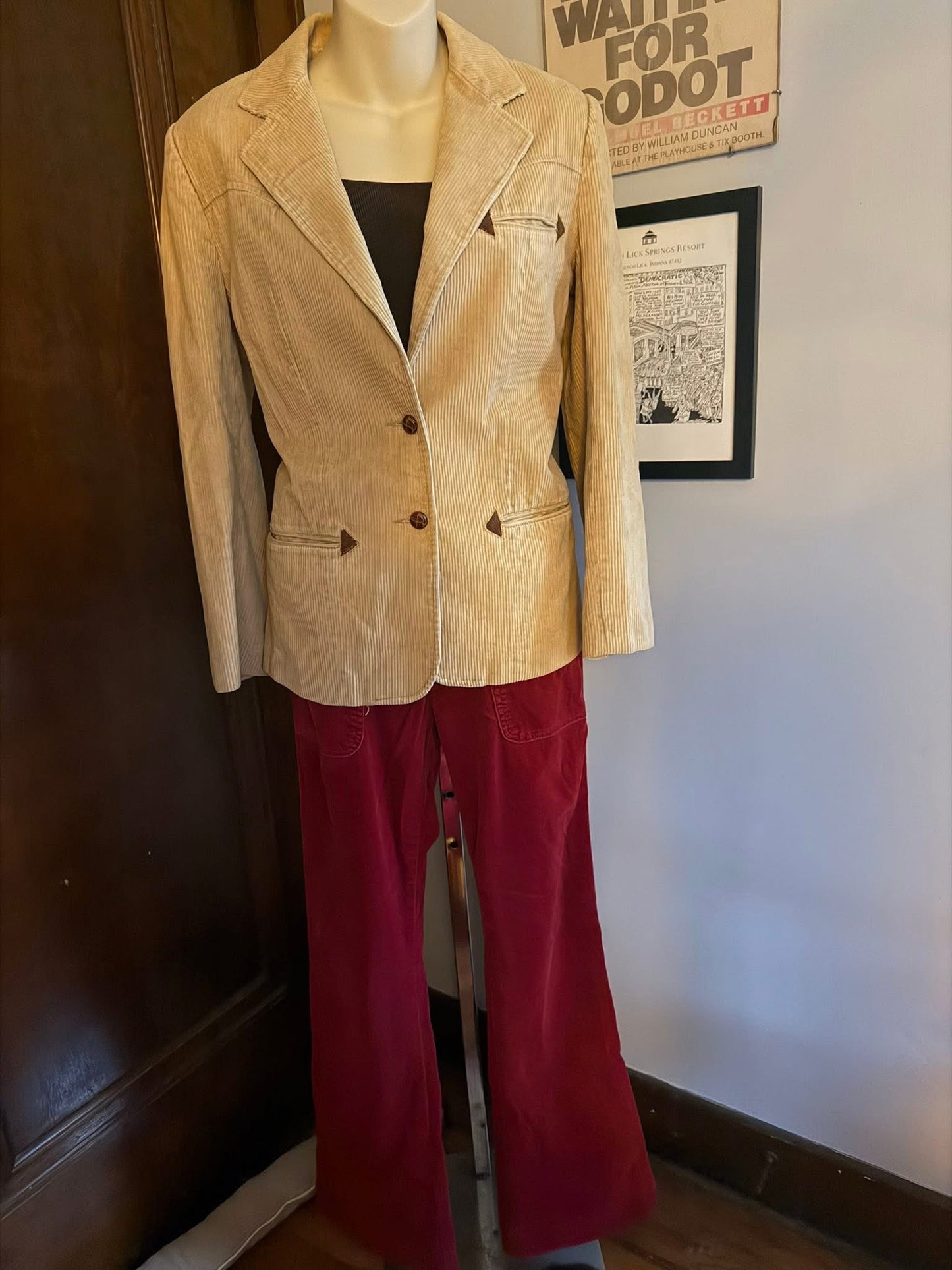castle square tan Vintage blazer, medium