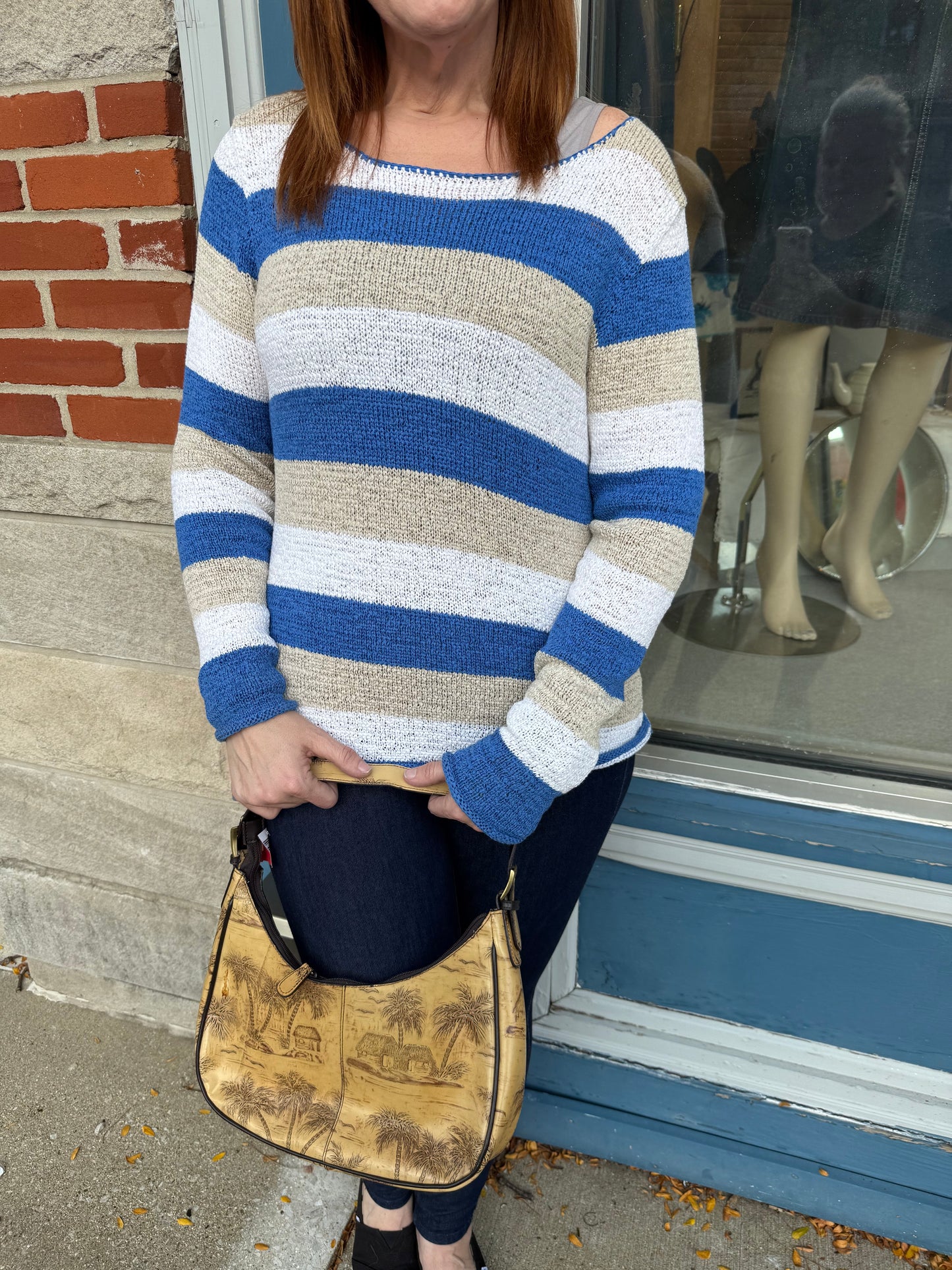 CC Hughes Blue/White Sweaters, L