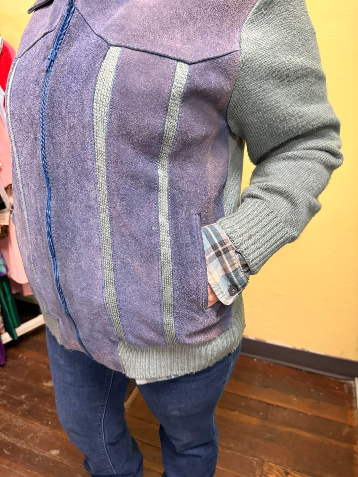 VAndmark Blue Suede Vintage Sweater/jacket, L
