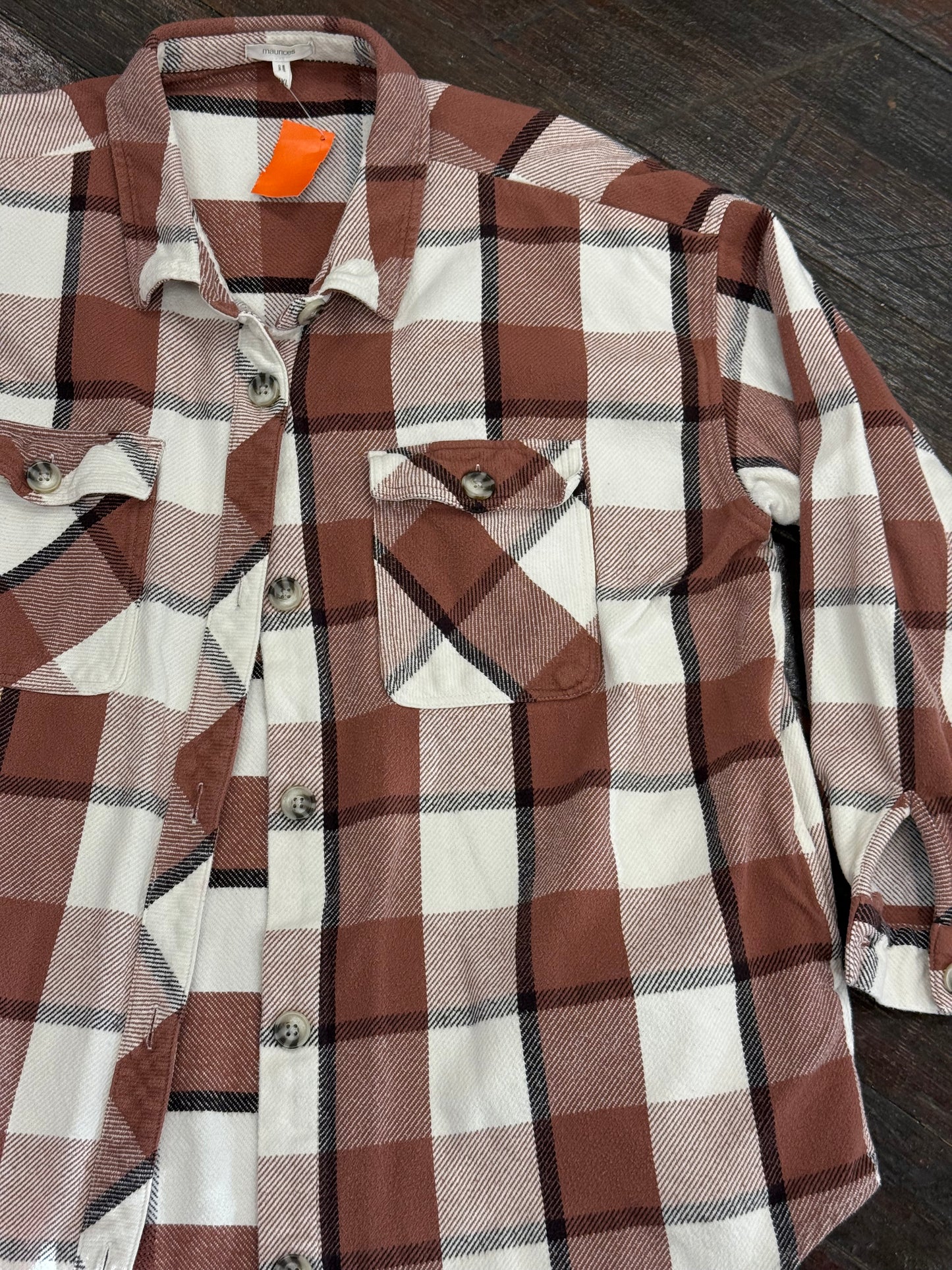 Maurices Brown Plaid Tops, XXL