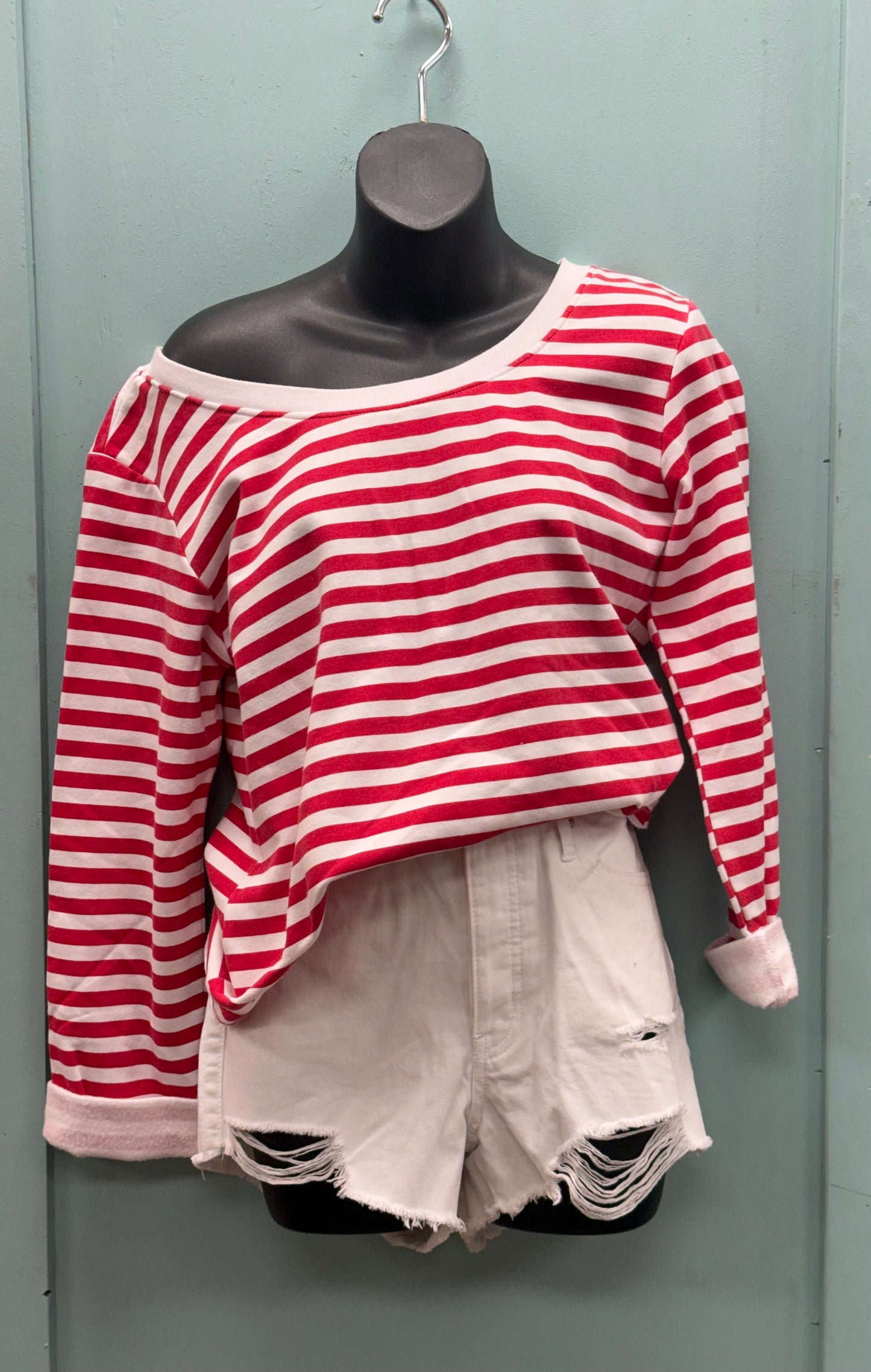 LA Kitty Red Stripe Tops, M