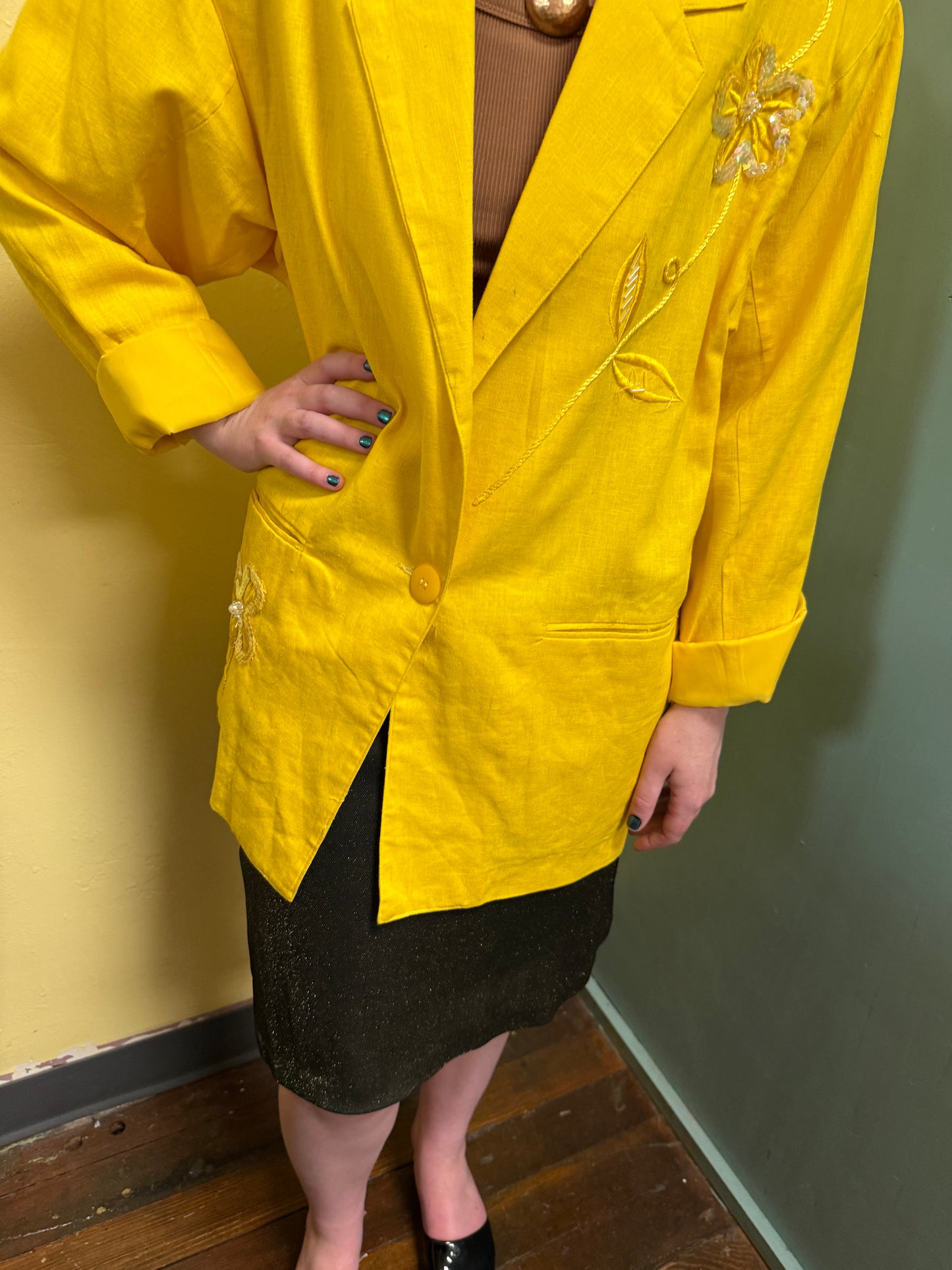 Adolfo Int yellow Vintage blazer, medium