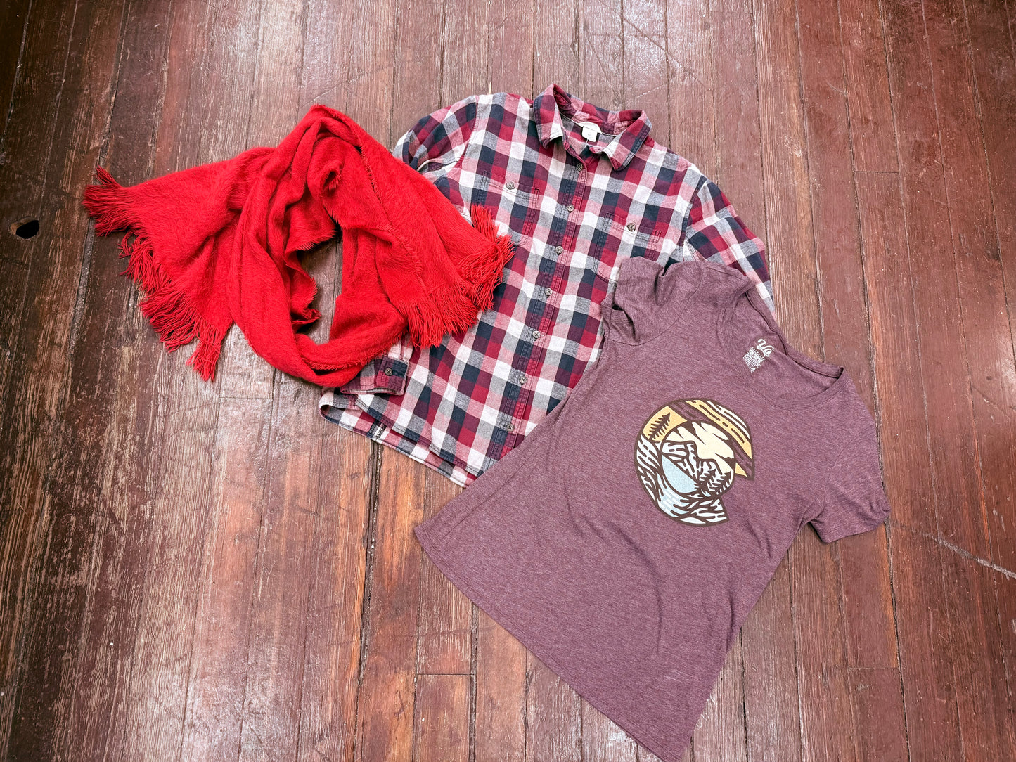 Duluth Trading Red/Navy Button Ups, XL