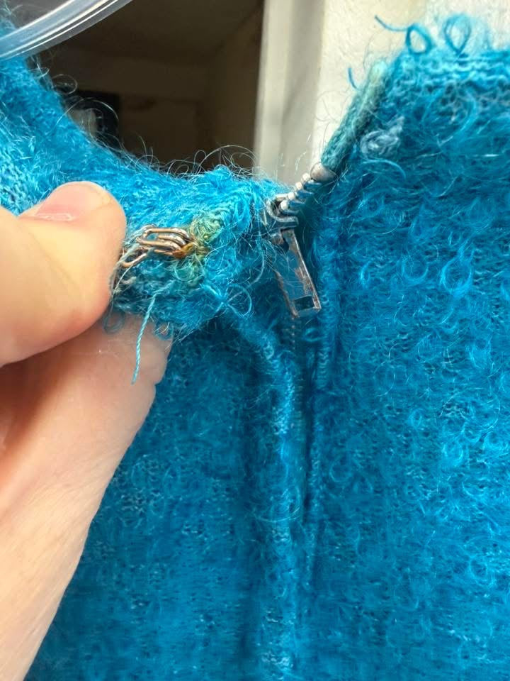 60s Turquoise Boucle’ Dress, size medium