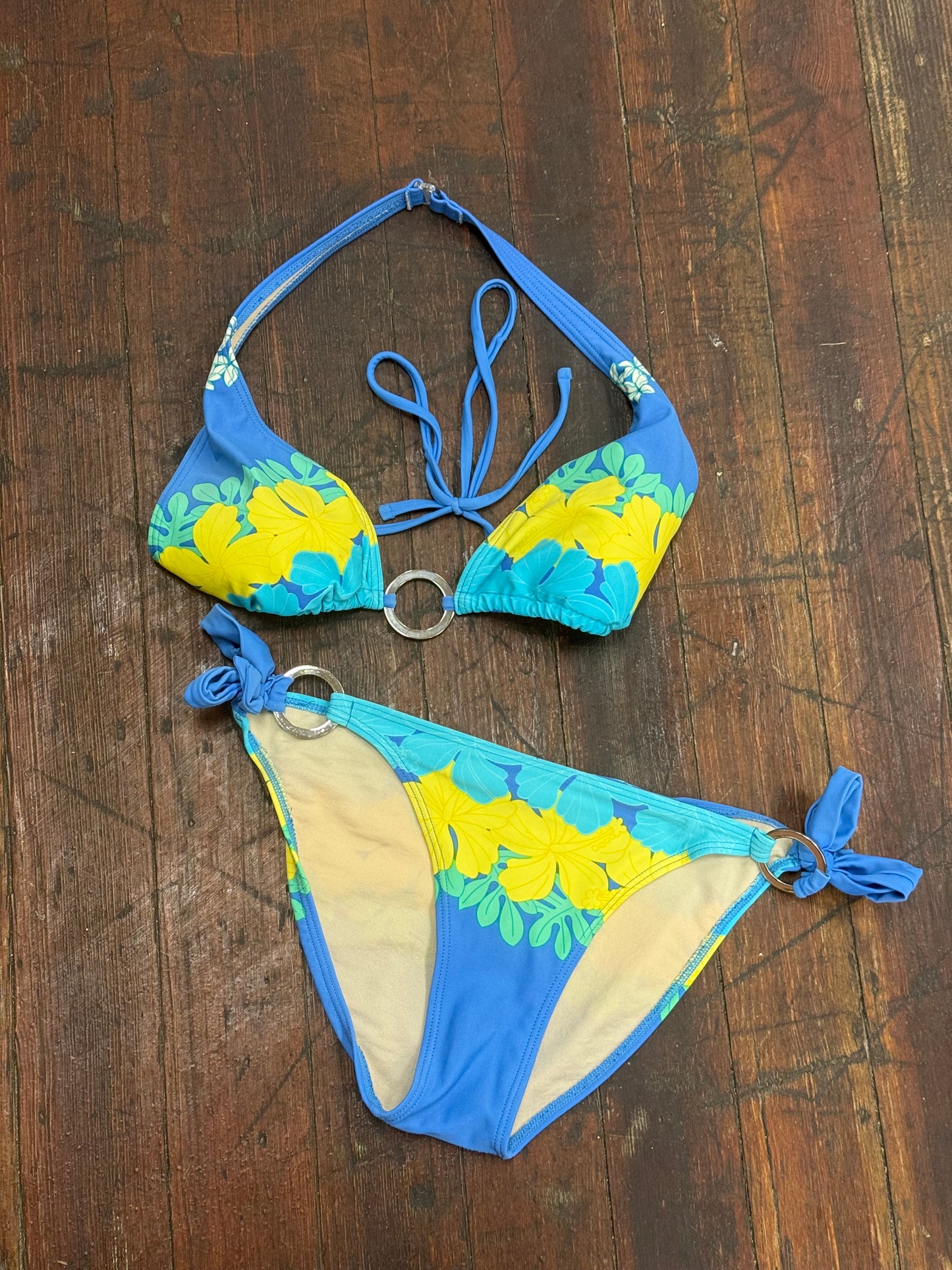 st tropez swimwear blue swimsuit, large