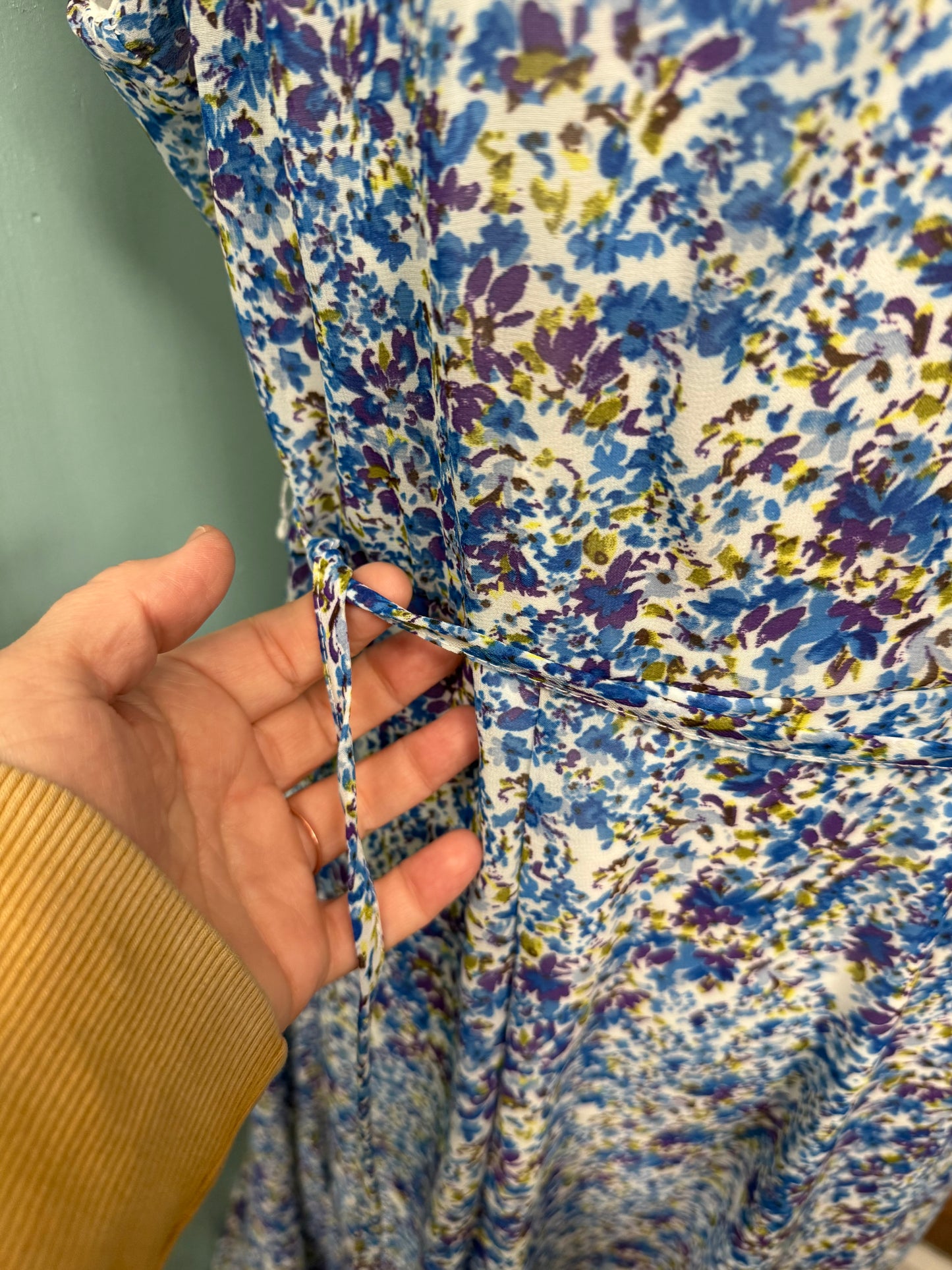 Nina Leonard Blue Floral Dresses, XL