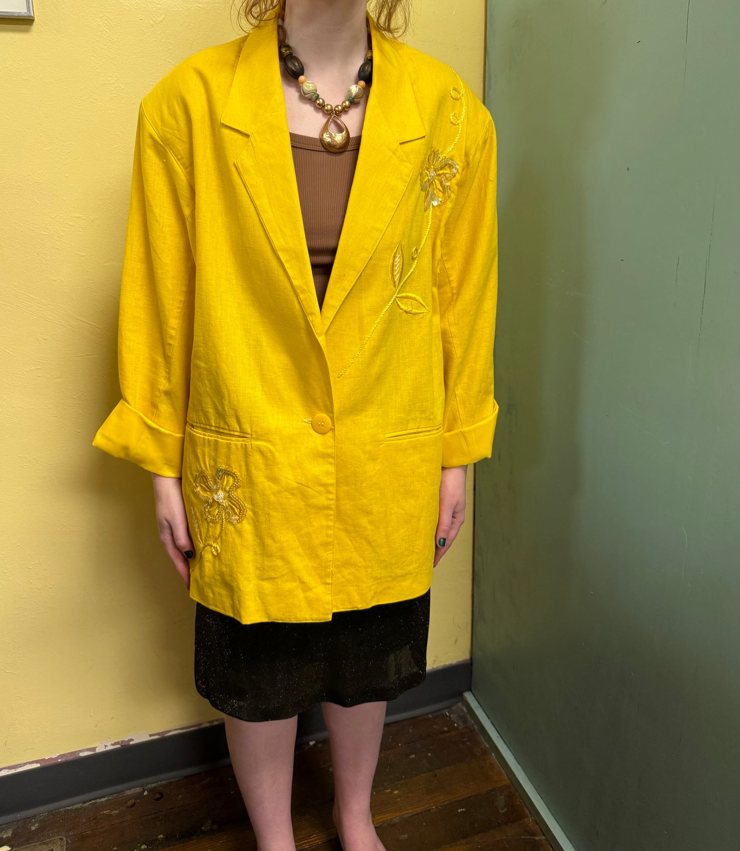 Adolfo Int yellow Vintage blazer, medium