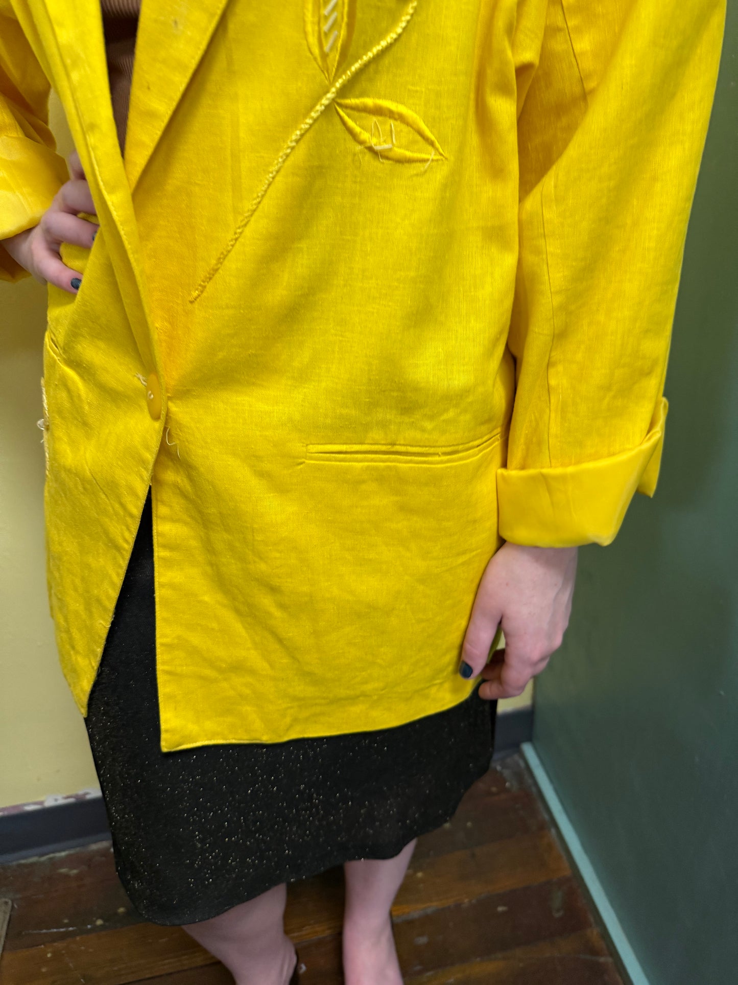 Adolfo Int yellow Vintage blazer, medium
