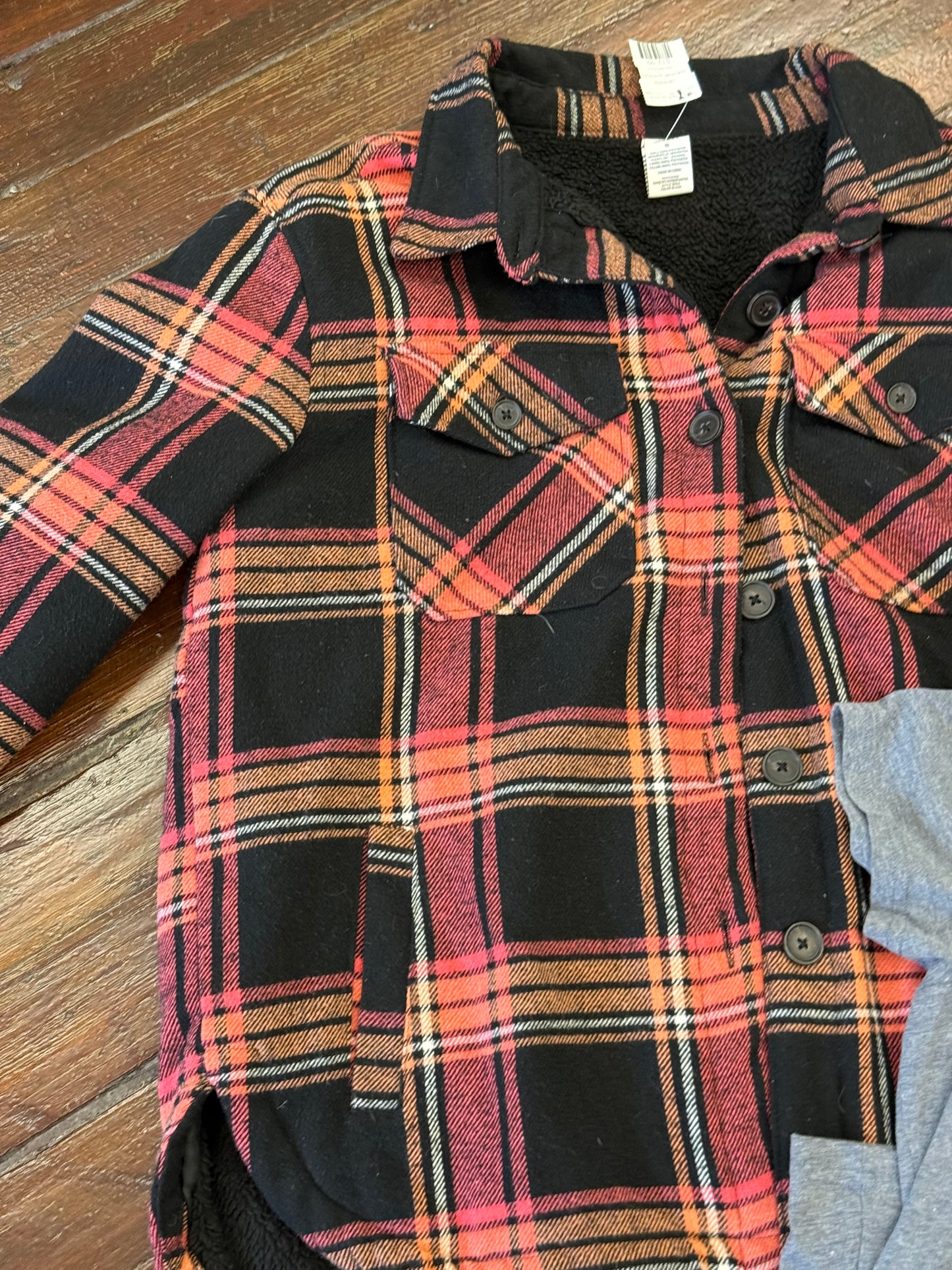 plaid shirt jacket pink/black Jackets, small