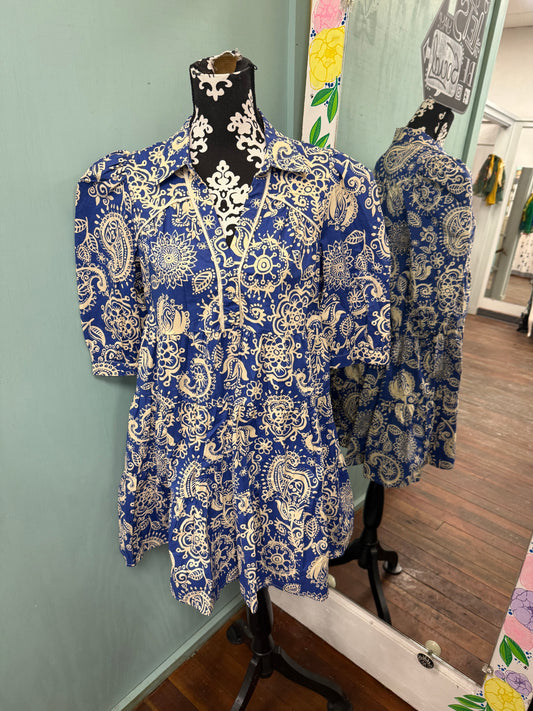 Umgee Blue / Cream Dresses, L